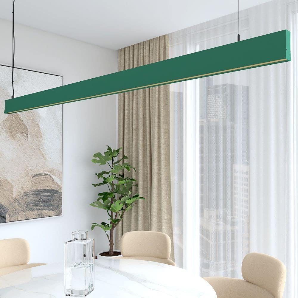Lámpara lineal techo colgante verde 1,5 metros 2700k luz cálida altura regulable