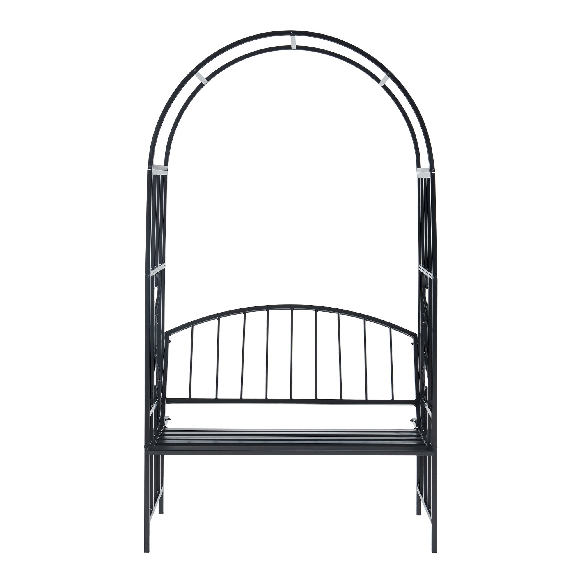 Arche à rosiers avec banc Barile acier 205 x 114 x 55 cm noir casa.pro - 4