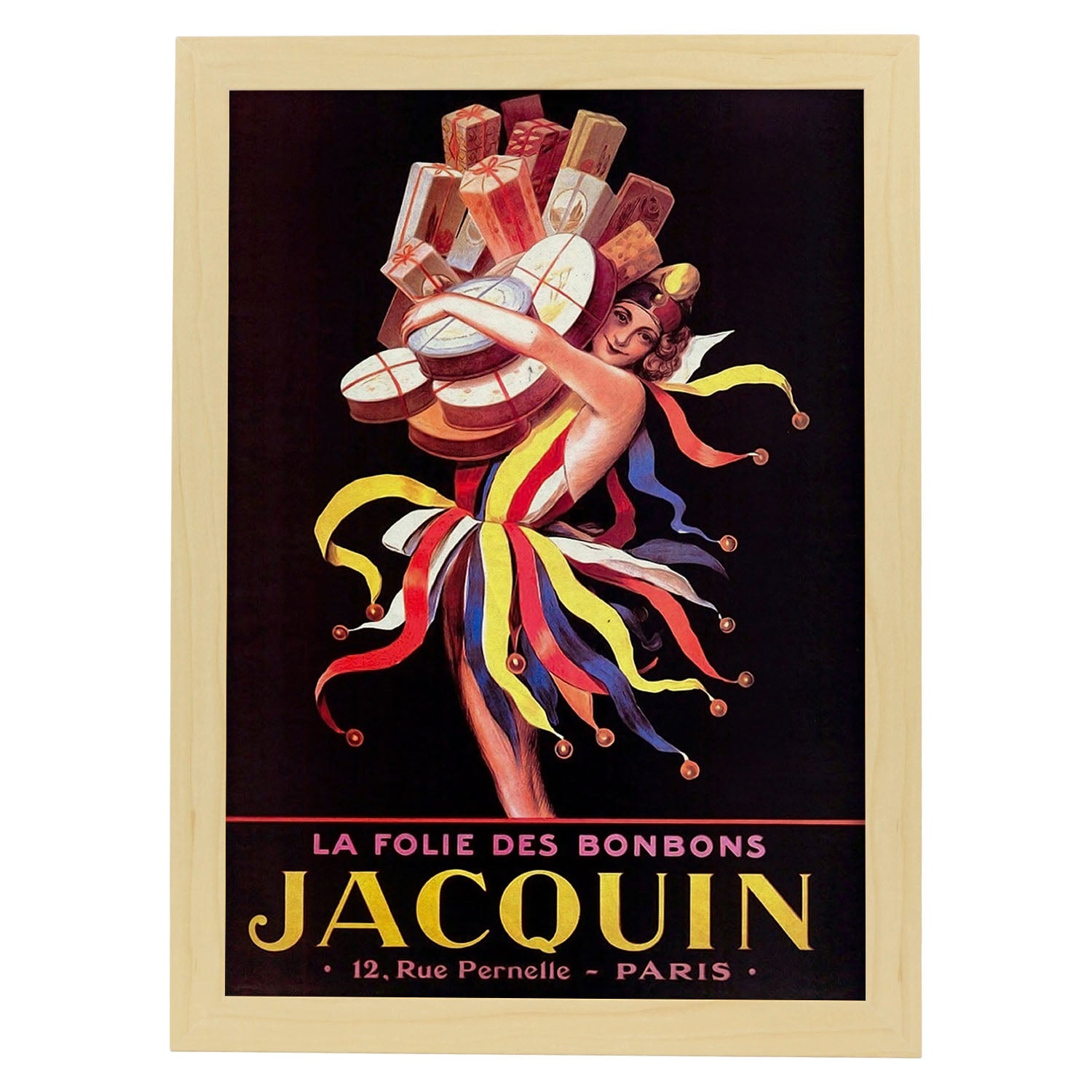 Poster vintage de jacquin. con imagenes vintage y de publicidad antigua. marco blanco - a3