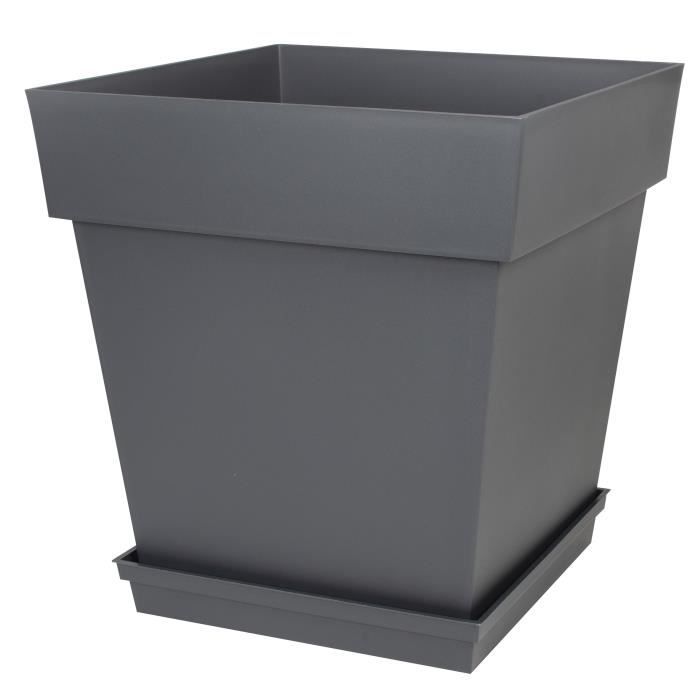 Soucoupe Toscane carrée 39 cm - Gris anthracite - Eda - 5