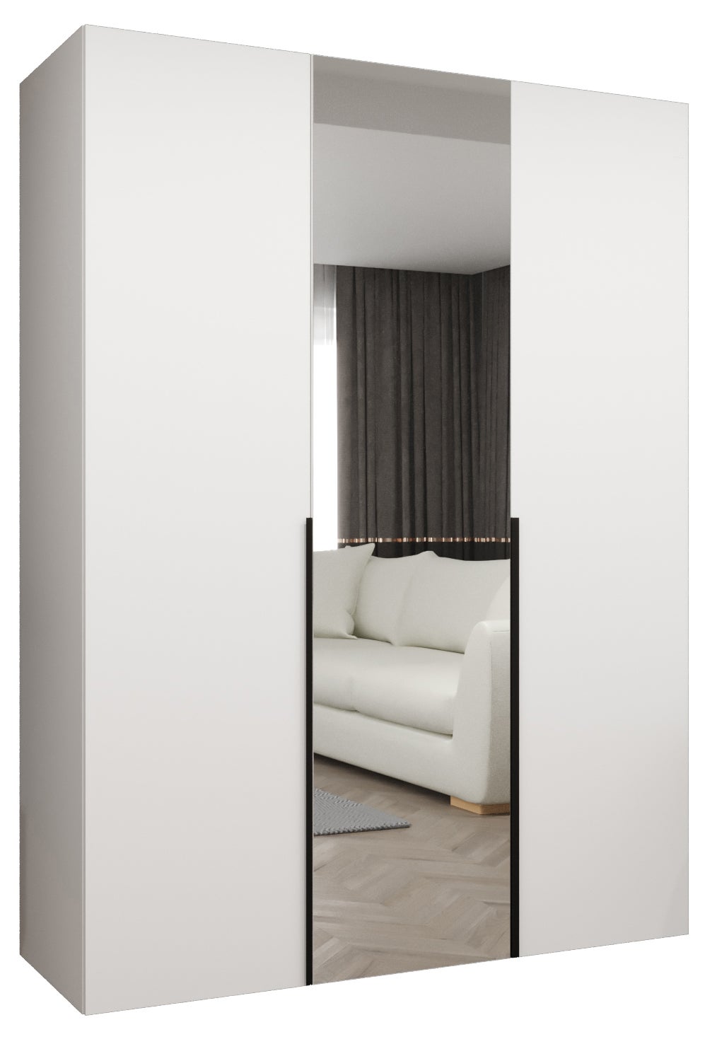 Szafa uchylna otwierana Alicante 2 150 x 52 x 202 cm biały + u. czarny Abiks Meble