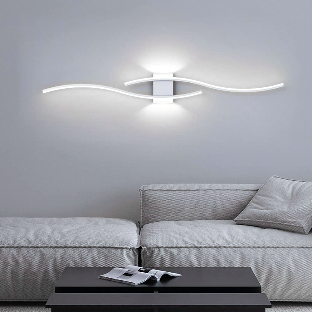 Nowoczesna lampa ścienna łukowa, lampa LED wewnętrzna, lampka nocna, plafon, lampy dekoracyjne, 60 cm x 15 cm (światło białe 6000 K)