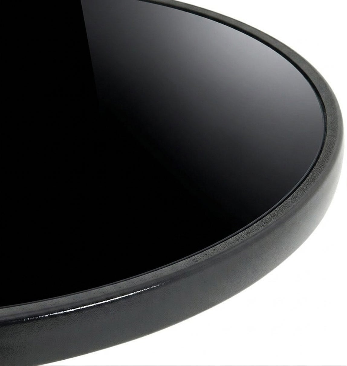 Table de jardin Ø90 cm, noire, métal, verre - 5