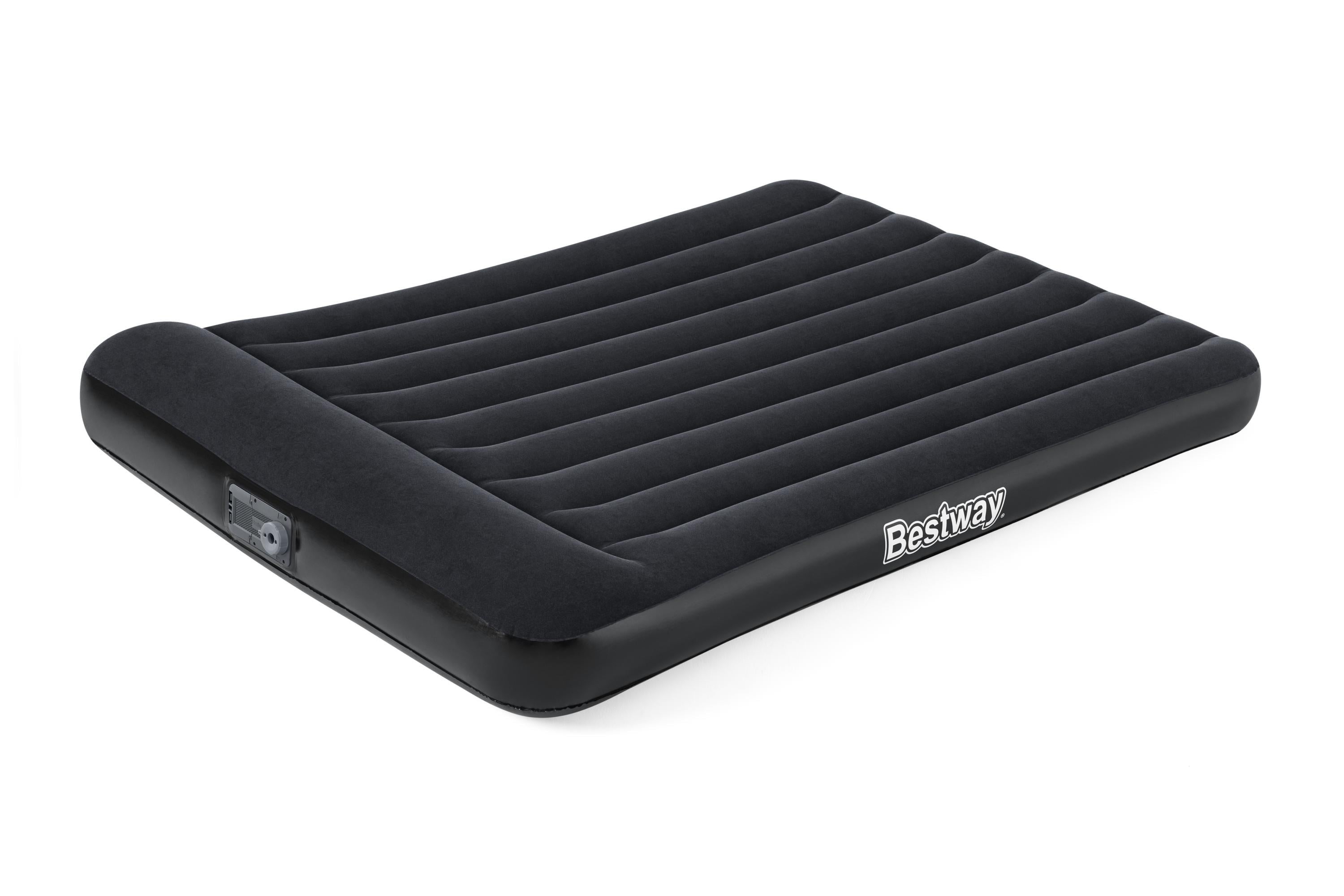 Matelas Gonflable Double Avec Pompe Intégrée – 191x136x22 Cm – Surface Floquée Douce – Pour Maison, Camping, Invités (Bleu)
