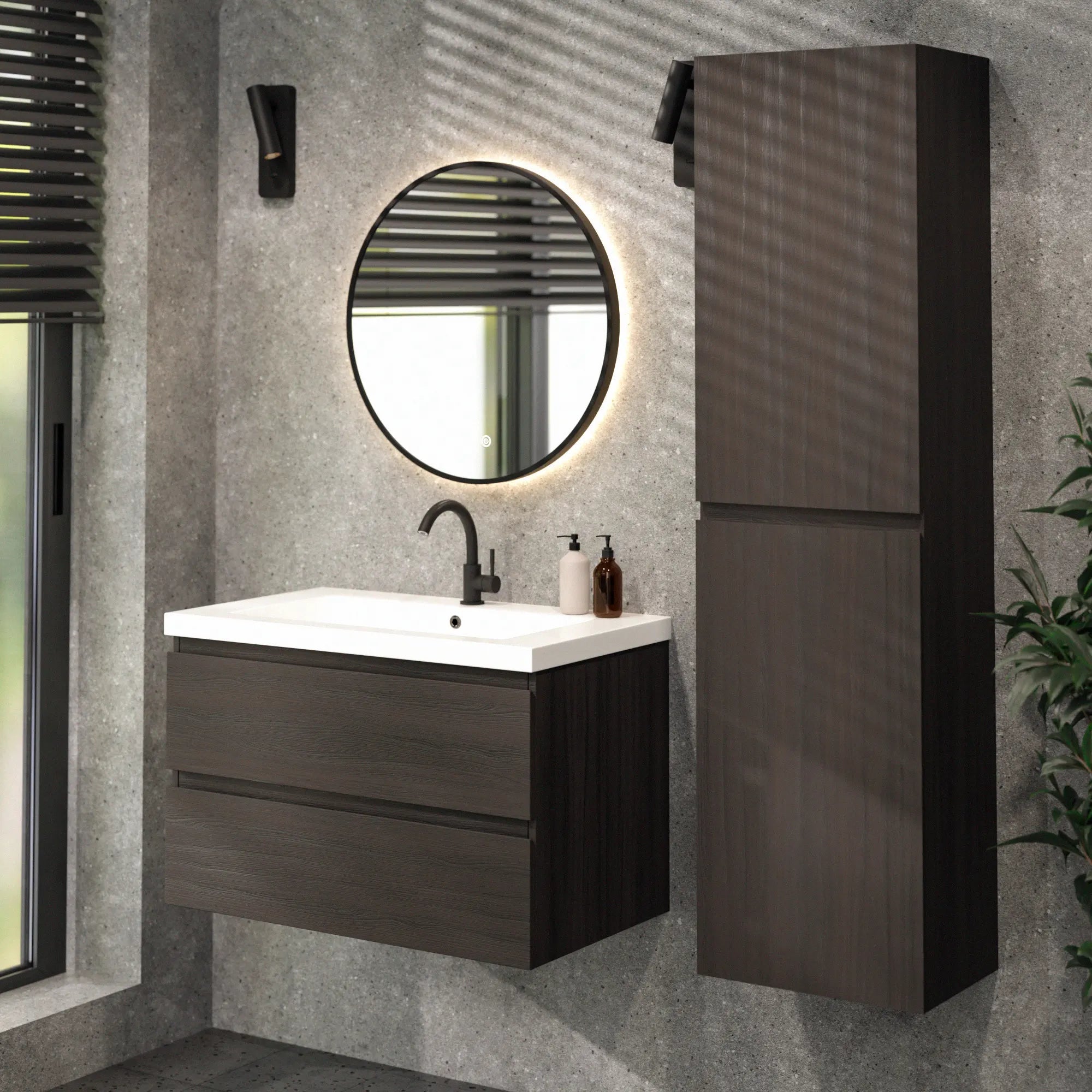 Mirlux Mobile bagno Mirlux Sova - 80 cm - Noce - Lavabo bianco - 6