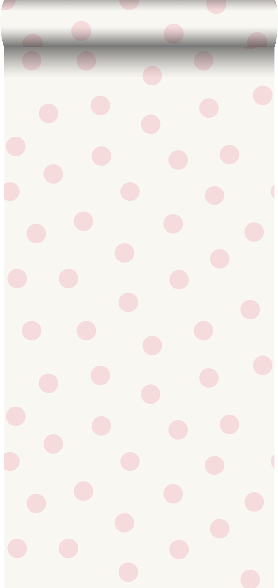 Tapeta kropki w błyszczącej bieliIróżowym - 53 cm x 10.05 m - ORIGIN