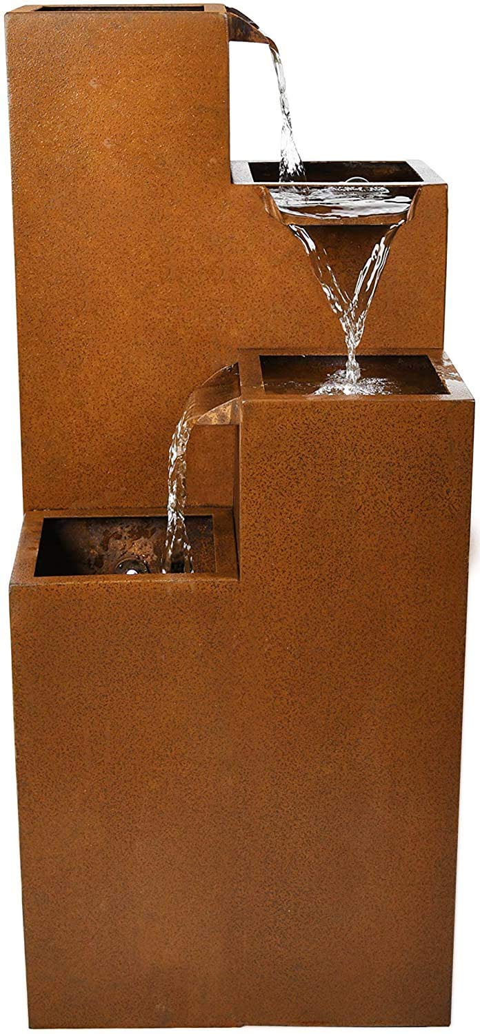 Köhko Ribero fontanna ze stali Corsten z oświetleniem LED Fontanna ogrodowa 32006 wys. 60 cm x szer. 25 cm x gł. 25 cm