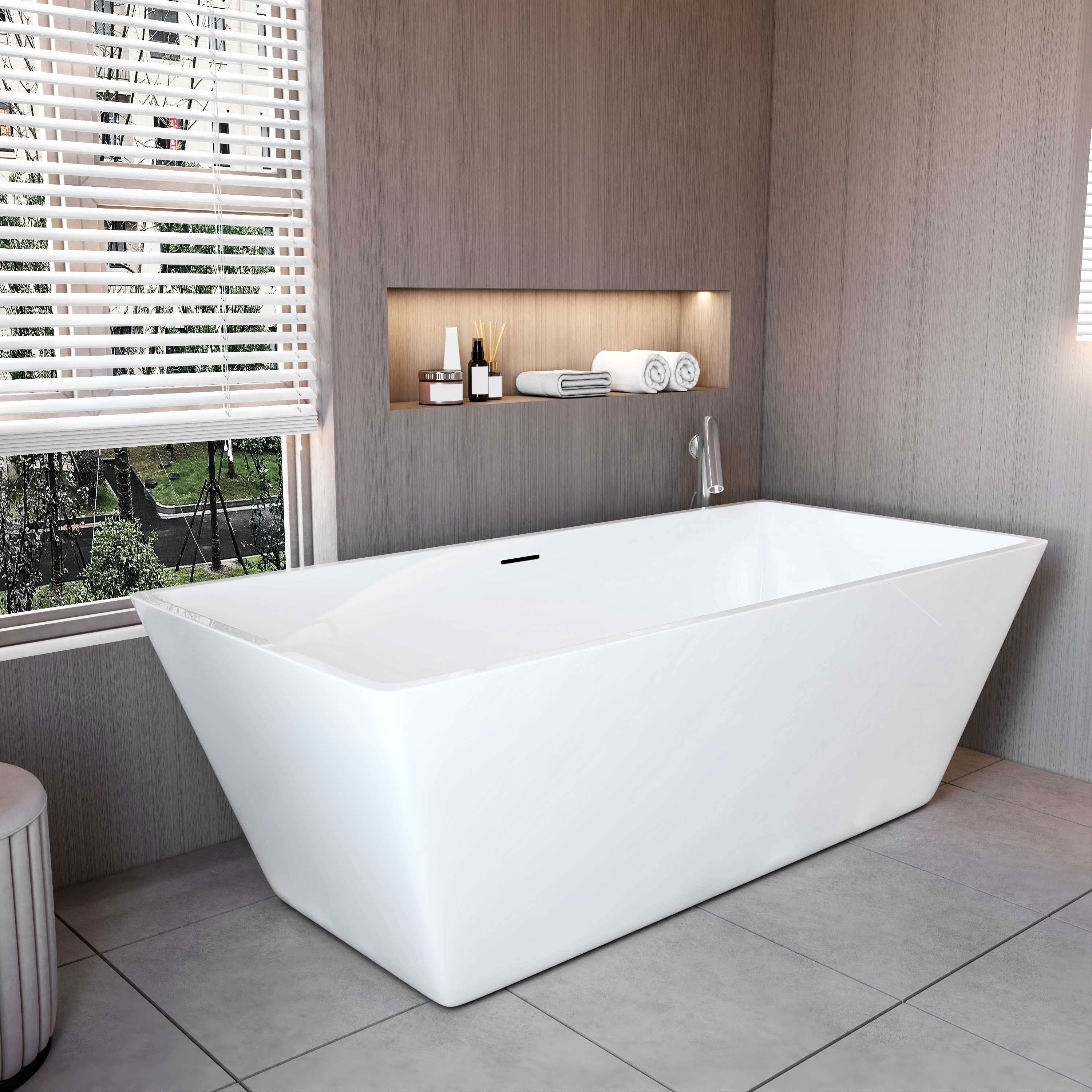 AICA Bañera de acrílico rectangular exenta,1700x800x580mm,color blanco,incluye manguera + desagüe - 2