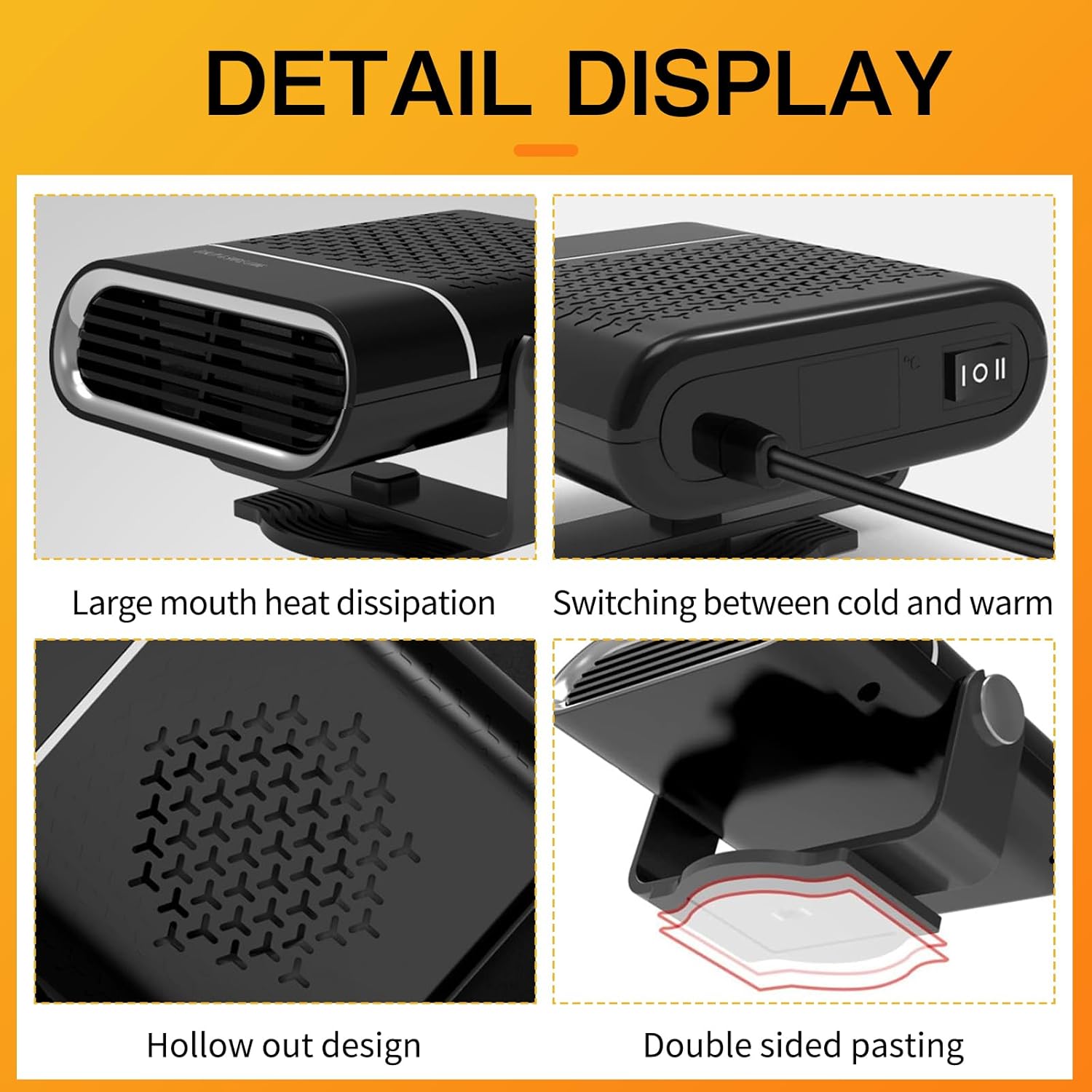 200W Chauffage De Voiture 12V: Radiateur Soufflant Voiture Portable 12 Volt Chauffage De Ventilateur Voiture Desembueur Minuterie Interrupteur Chauffage De Pare Brise Pour Camping Rv Voiture 90702877