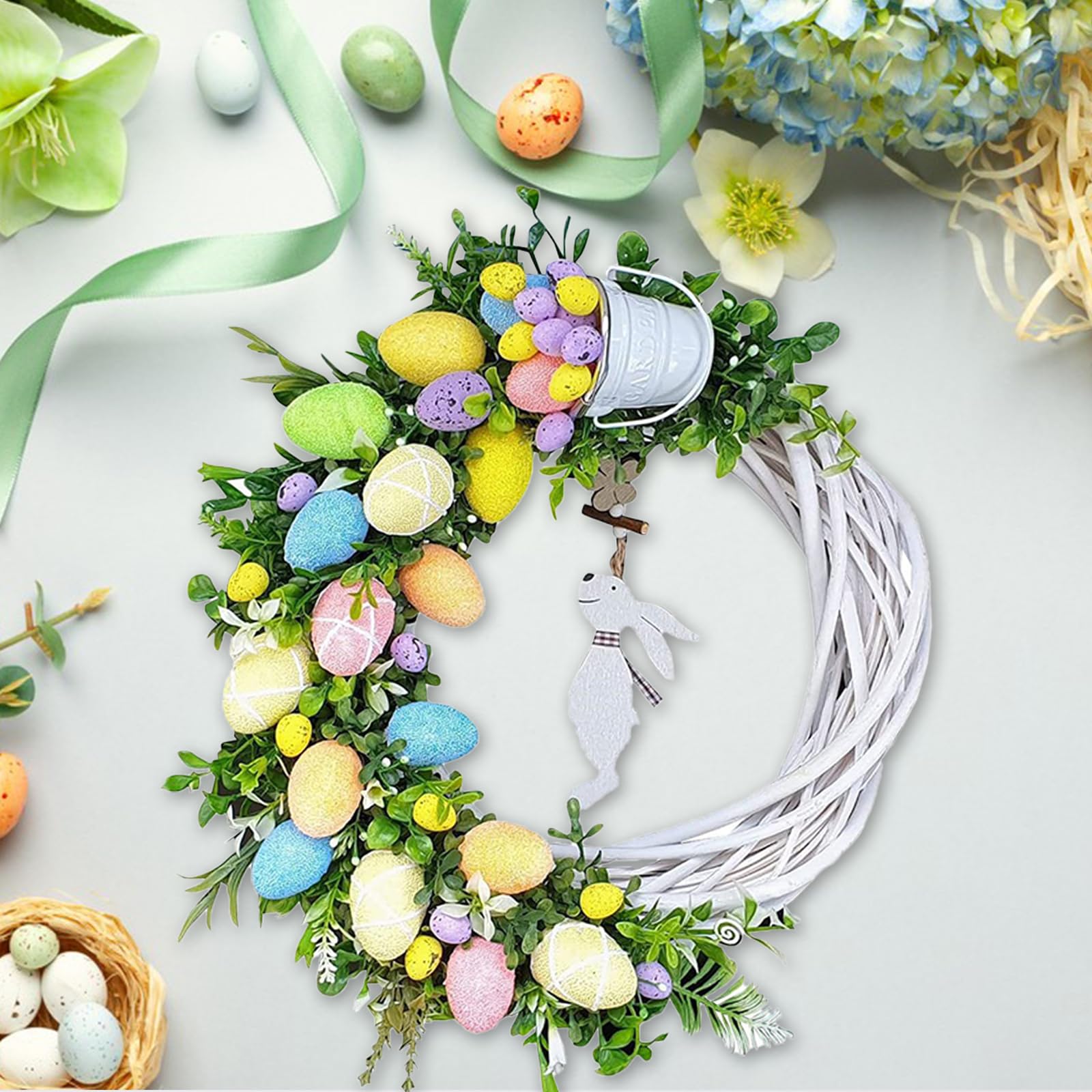 Couronne de Pâques, couronne printanière avec œufs de Pâques, décoration d'œufs de Pâques Couronne de Pâques, couronne printanière avec œufs de Pâques, décoration d'œufs de Pâques