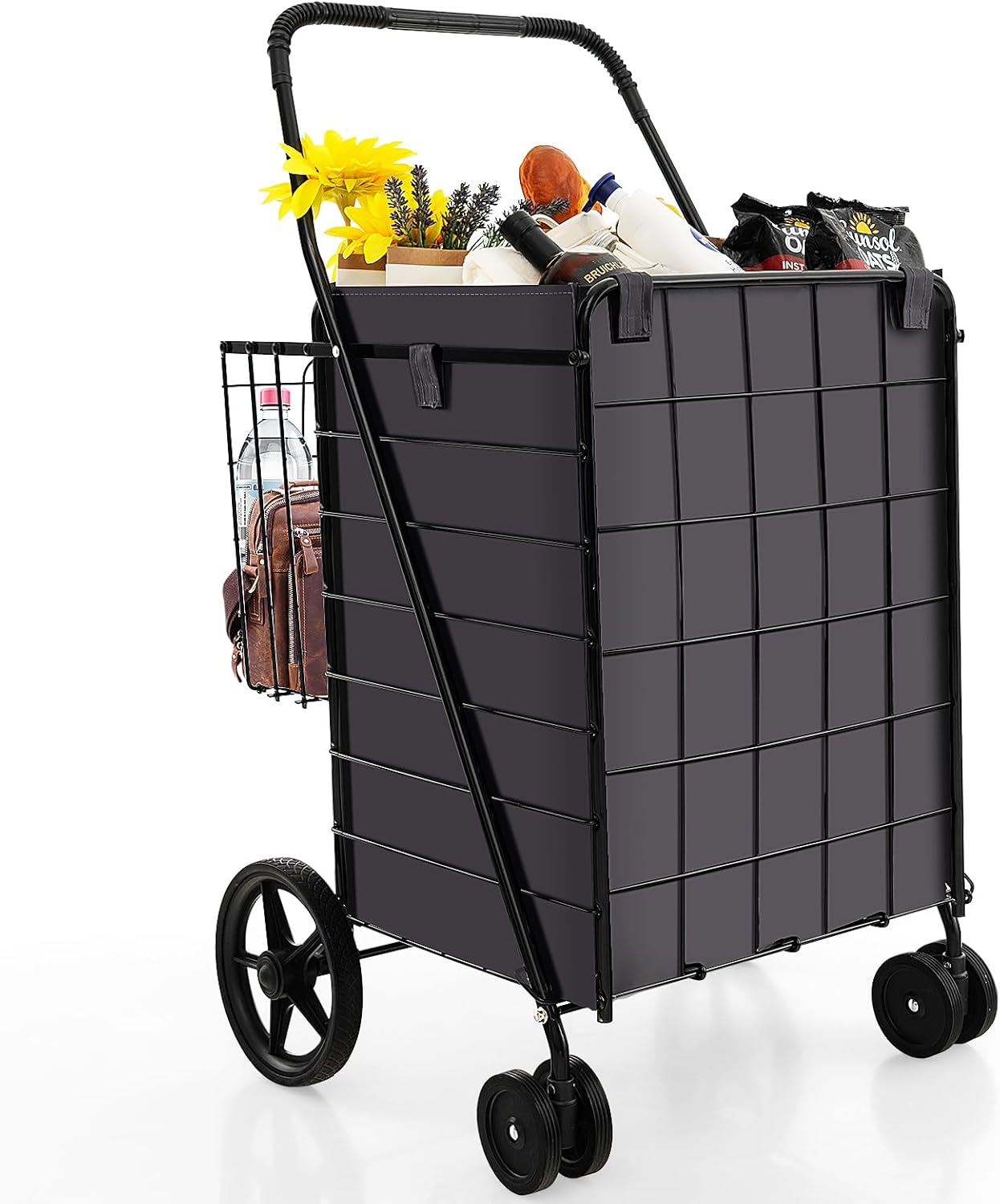 Remorque Vélo Cargo Pliante 120L - Capacité 40kg Avec Bâche Et Amortisseur