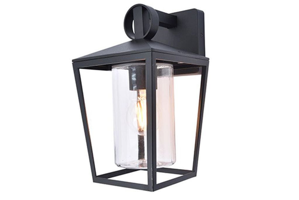 Kinkiet zewnętrzny WEST czarno-przezroczysty 1xE27x40W aluminium wym:28,8x16x19,9cm IP44 Lutec