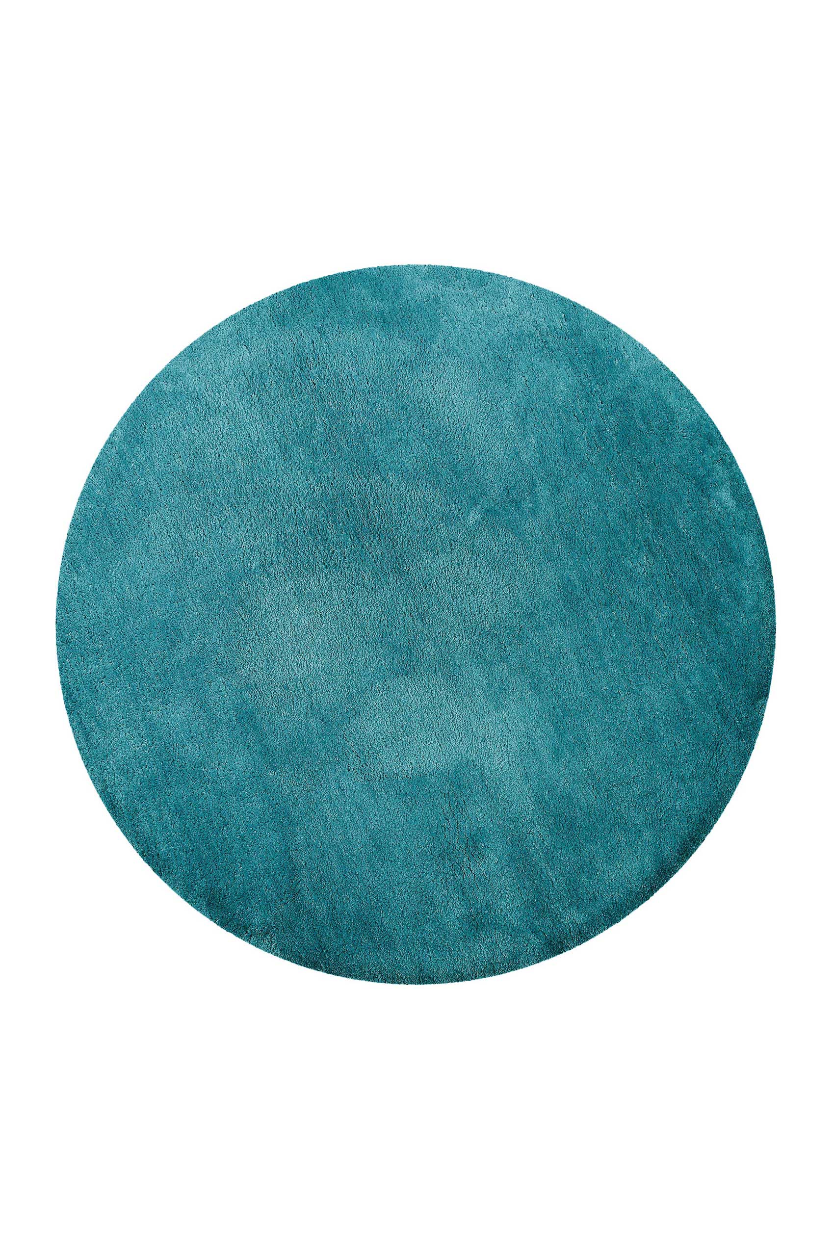 Tapis de bain rond 90 rd. doux turquoise uni JORIS - 2