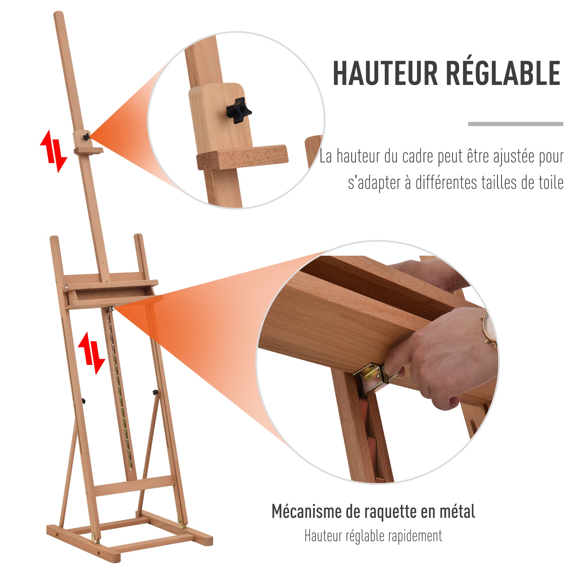 Chevalet réglable en hêtre Vinsetto - 4