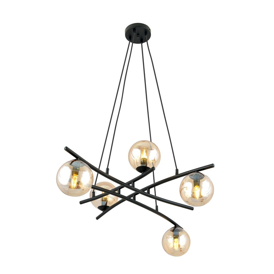 Lampa wisząca Essa czarno-miodowy 5xE14x10W wym: 100 x 100 x 100 cm metal Emibig