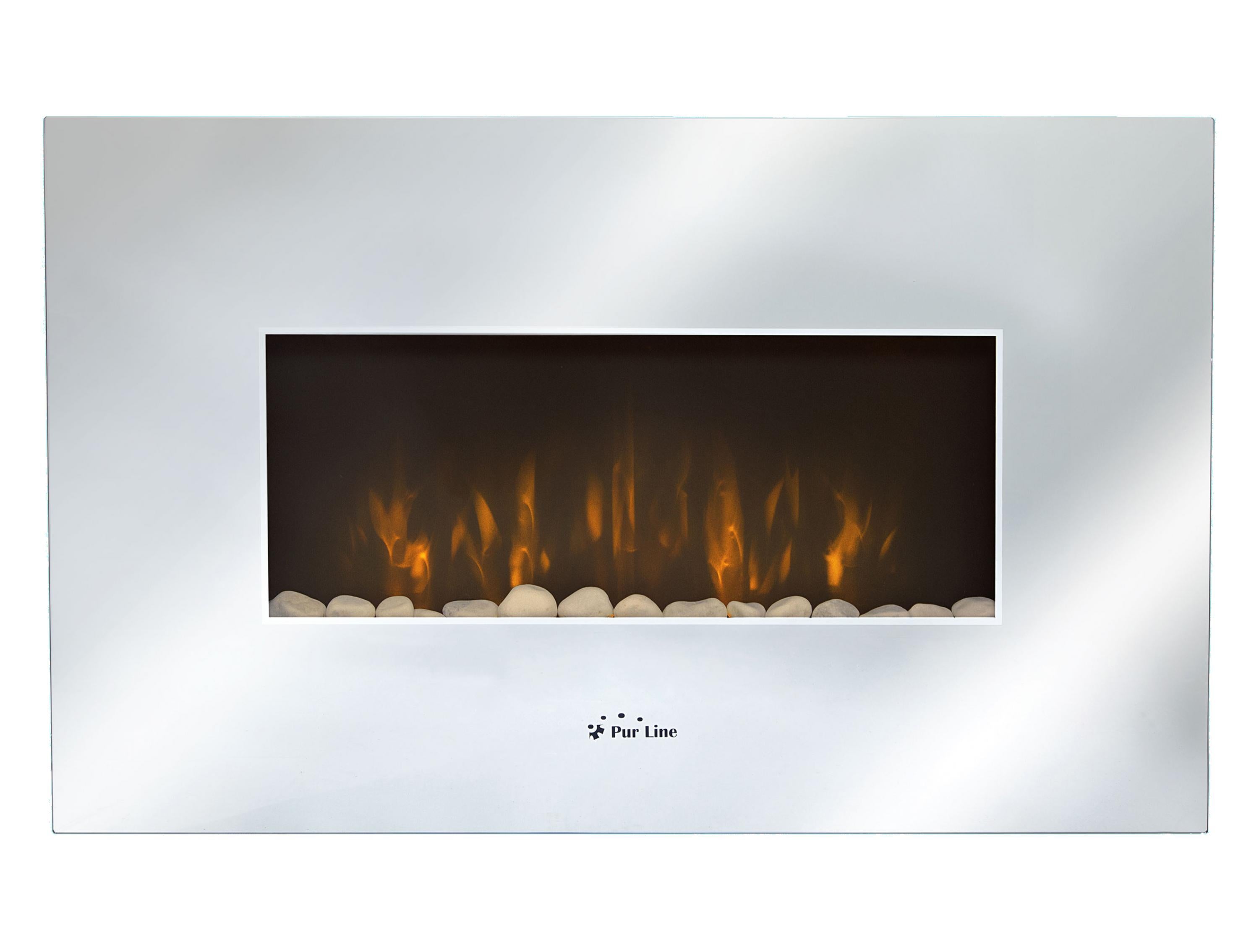 Cheminée électrique en verre trempé effet miroir avec télécommande - 2