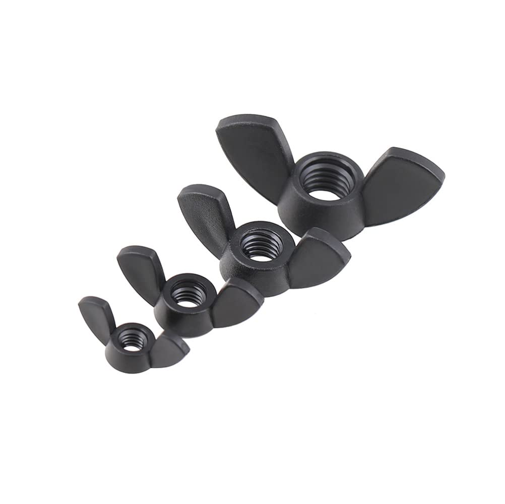 Nakrętki motylkowe M6, plastikowe nakrętki motylkowe, materiał nylon/poliamid, czarne, 10 szt.