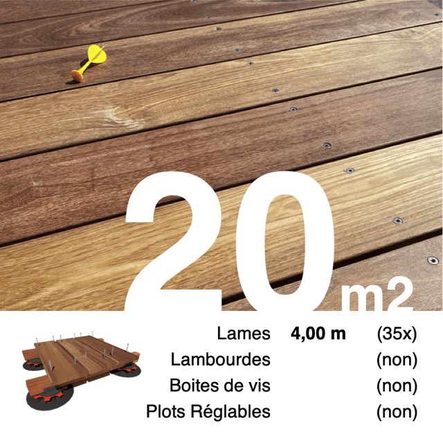 Planches de terrasse bois exotique CUMARU pour 20 m² • Longueur 4 m • Livraison gratuite