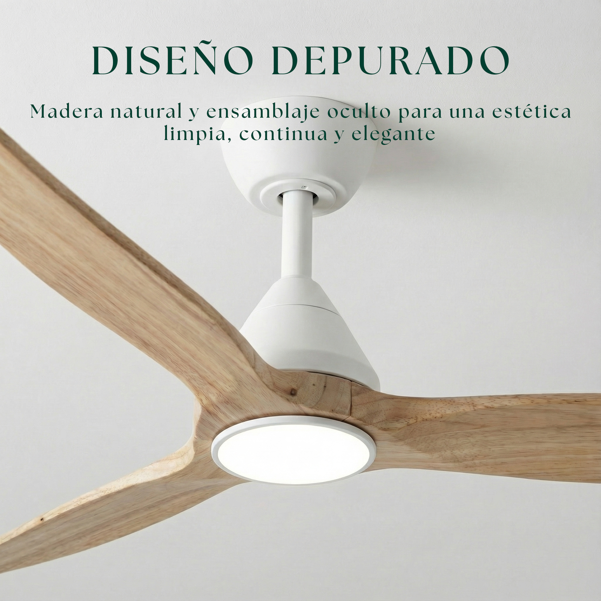 Giro Dolomiti Ventilateur de Plafond avec lumière 132 cm – 3 Pales Bois, 6 vit. + Night Comfort, Moteur Blanc · Pales Pin - 3