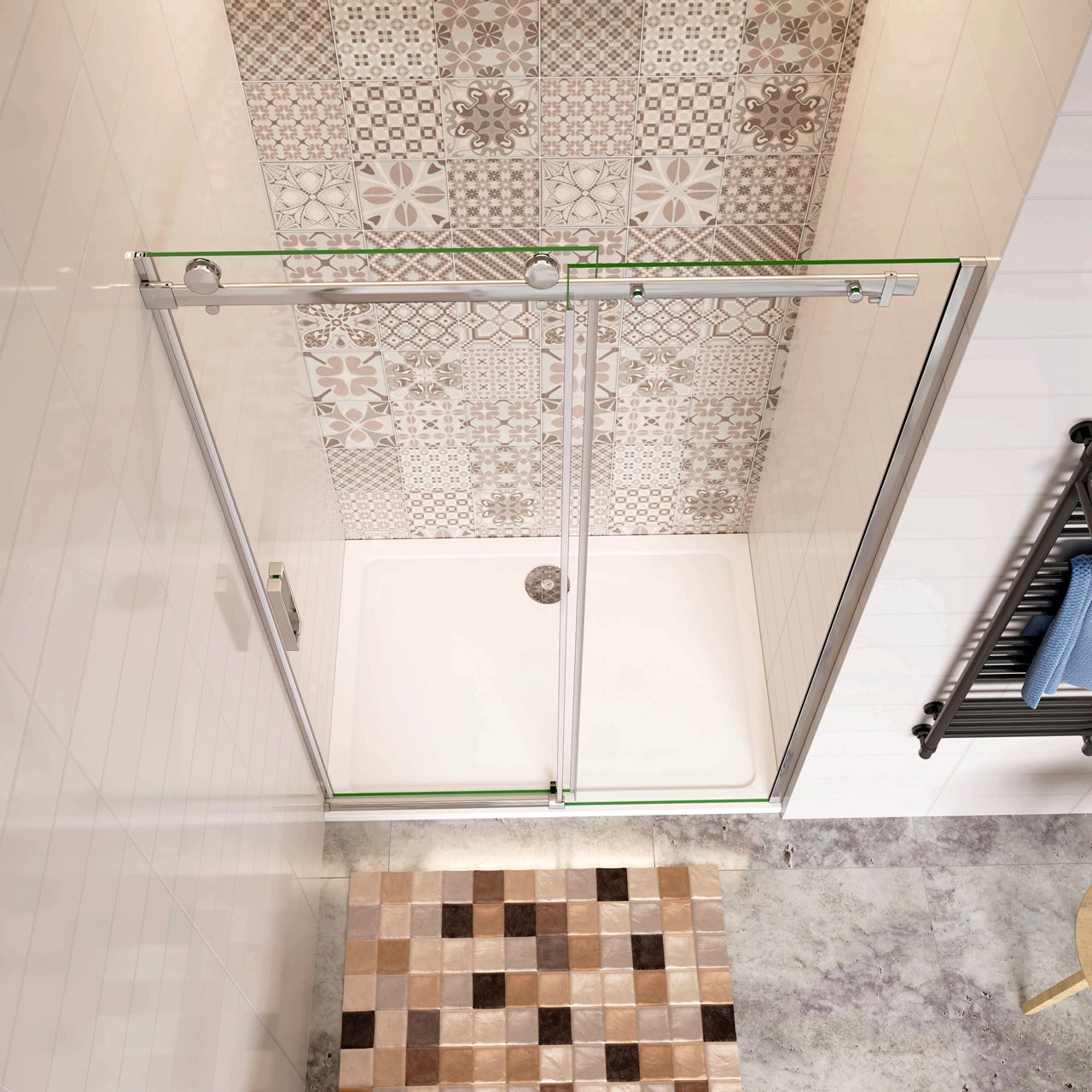 Aica Italy 115x195 Cm Porta Doccia Scorrevole Per Nicchia In Vetro 8 Mm Temperato Trasparente Anticalcare Telai Cromati Lucidi - 3