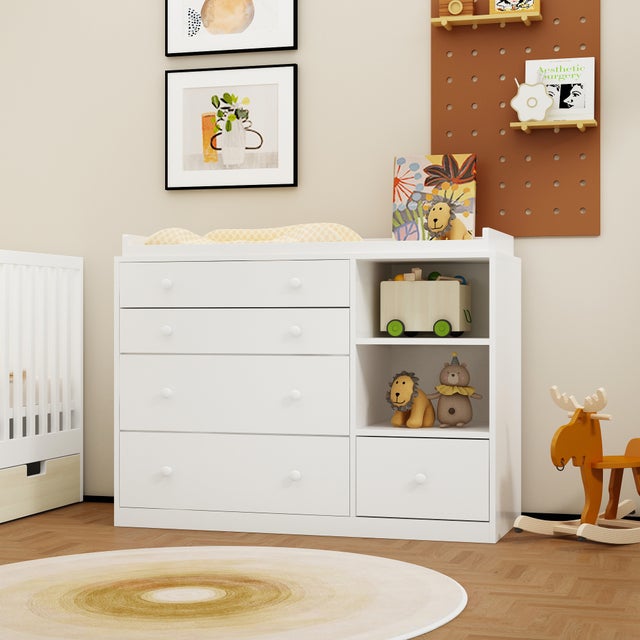 Commode Particules 6 Tiroirs 5130 Commode 6 Tiroirs TOMI 110 Cm De Large - Bois Façon Hêtre Clair, Panneaux Particules, Neuf Meuble Chambre Commode Neuve
