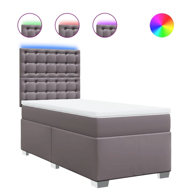 Sommier à lattes de lit avec matelas Gris 90x200 cm Similicuir - Lit Tapissier - Lit Double - Matelas À Ressorts Ensachés - Simili Cuir - Literie - Home & Living Sommier à lattes de lit avec matelas Gris 90x200 cm Similicuir - Lit Tapissier - Lit Double - Matelas À Ressorts Ensachés - Simili Cuir - Literie - Home & Living
