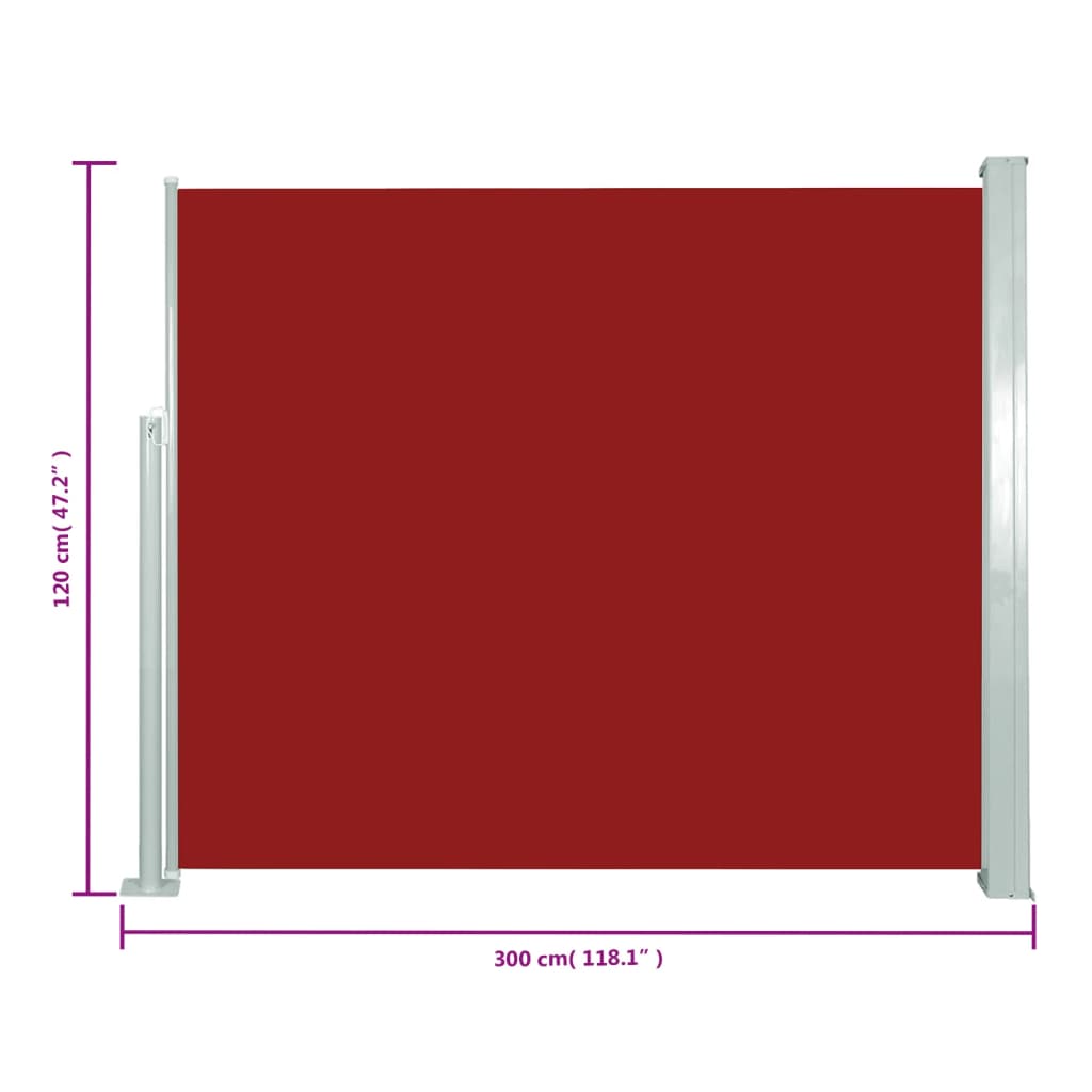 Maison Exclusive - Tenda da Sole Laterale Retrattile 120 x 300 cm Rossa - 7