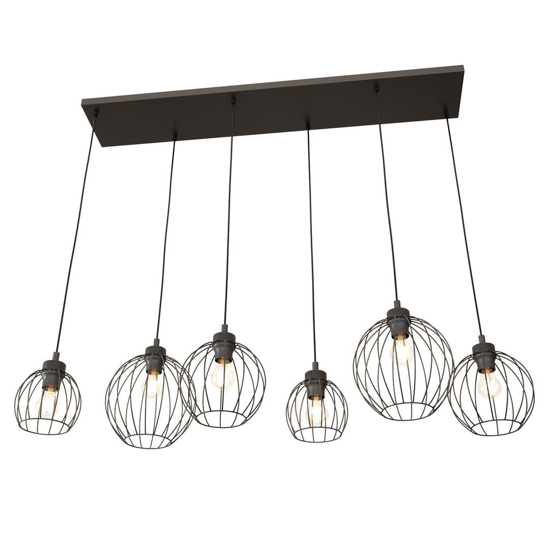 Lampa wisząca Nando czarna 6xE27x15W wym: 140 x 125 x 24 cm metal Emibig