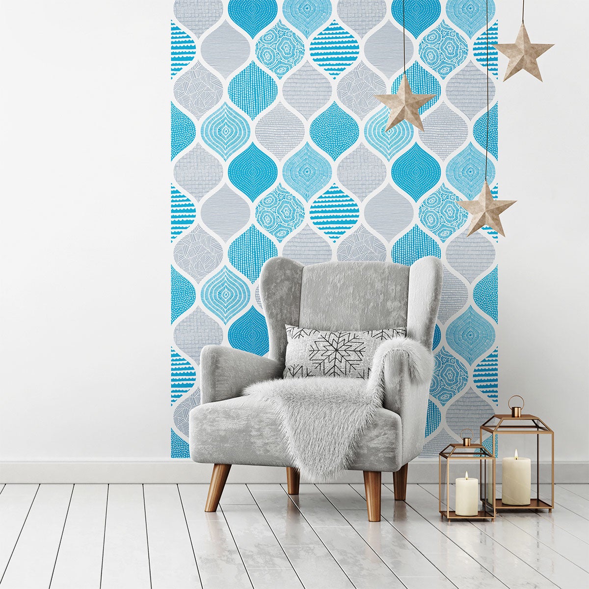 Adesivo carta da parati scandinava egil - Sticker adesivo - adesivi murali - 60x60cm - 3