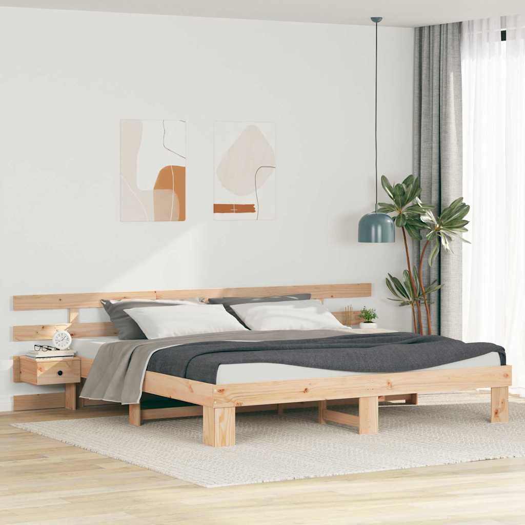 Ramka łóżka Brązowy 200 x 200 cm Lite drewno sosnowe vidaXL