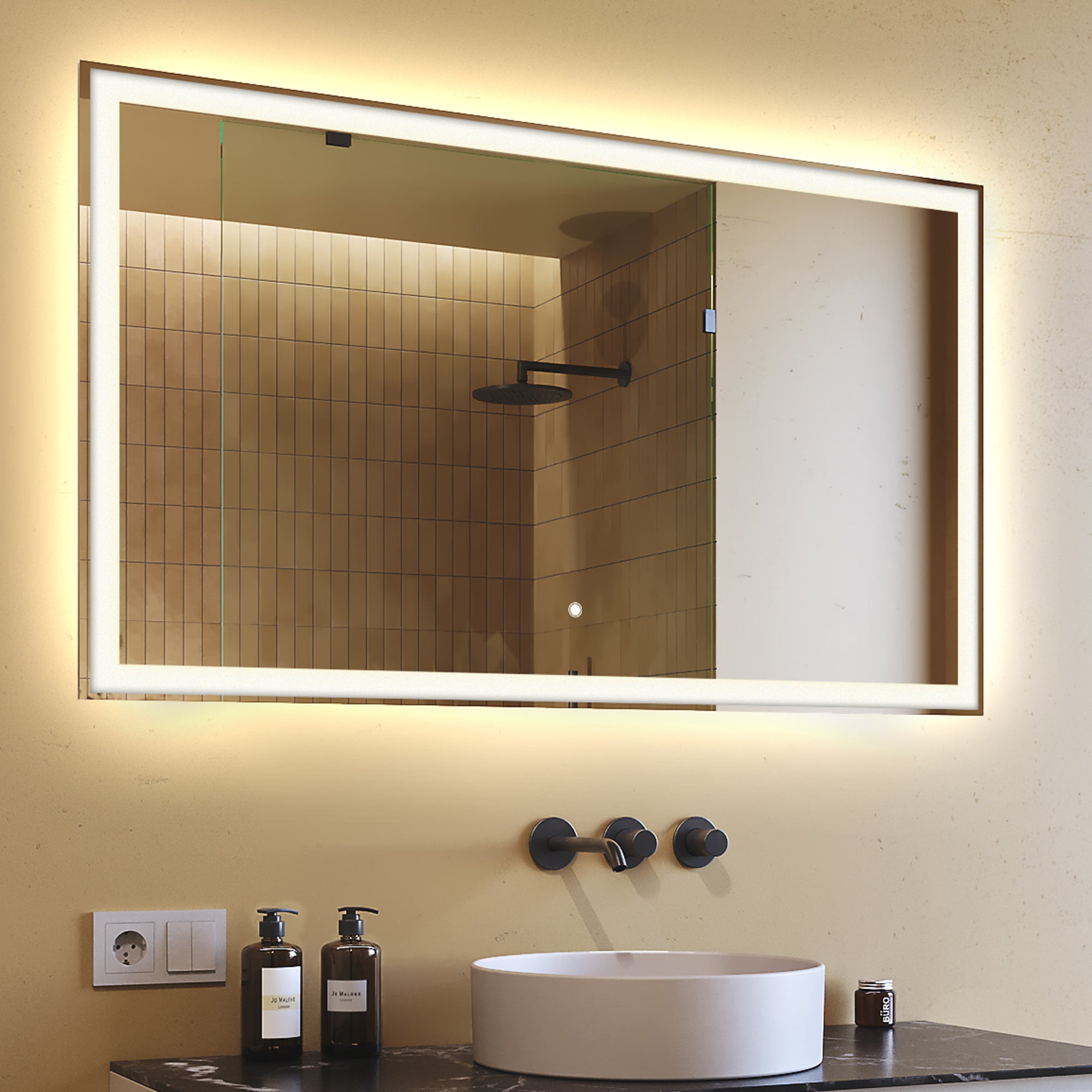 Lustro z oświetleniem łazienkowym LED (120x70cm) Jasne lustro LED z oświetleniem (LED001) Neutralna biel 4500K Przełącznik dotykowy