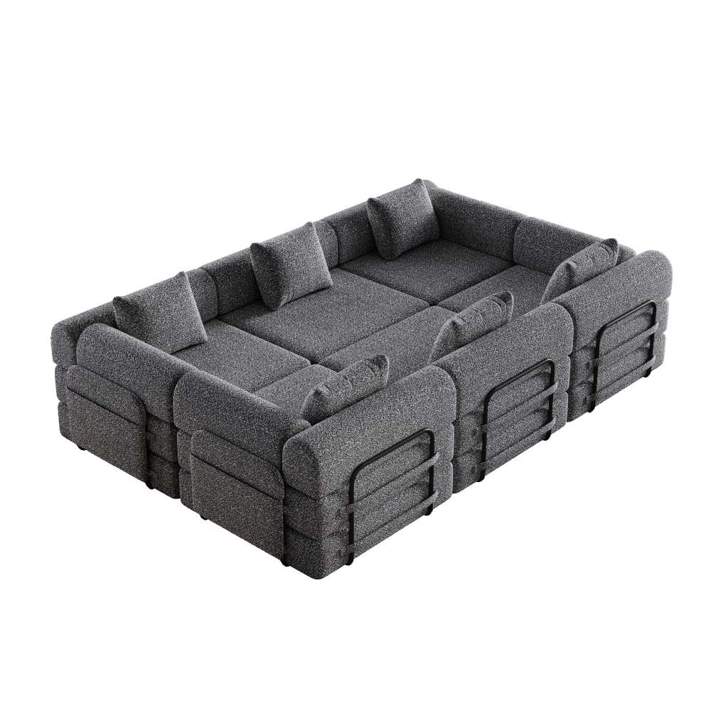 Canapé modulable 2 en 1, tapissé en chenille douce et résistante, rangement latéral intégré et structure métallique renforcée, idéal pour le salon - 6