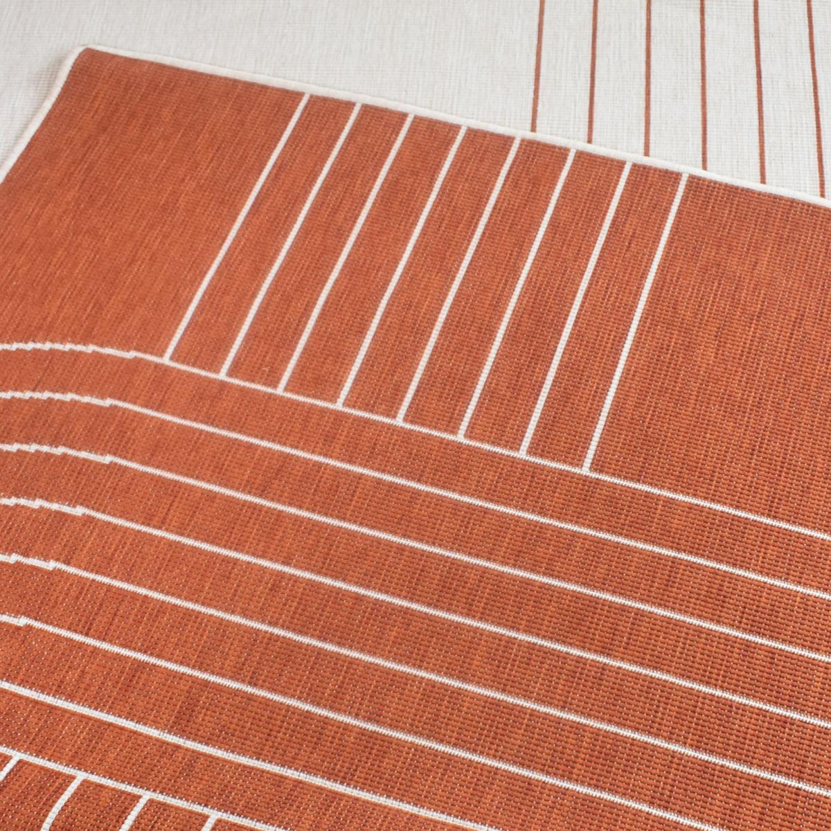 Tapis extérieur, kilim reversible 160x230 LYN2 T REVERSIBLE terracota et crème - 8