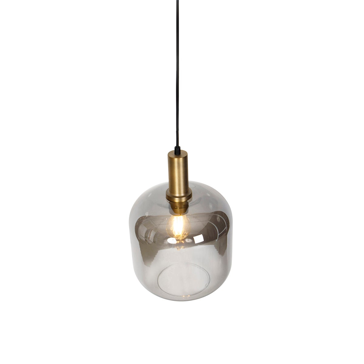 Qazqa design lampe suspendue intelligente - Zuzanna - noir et fumé, rond, ampoule led 7w, e27, 2700k - 6500k, dimmable, 25cm, - 9