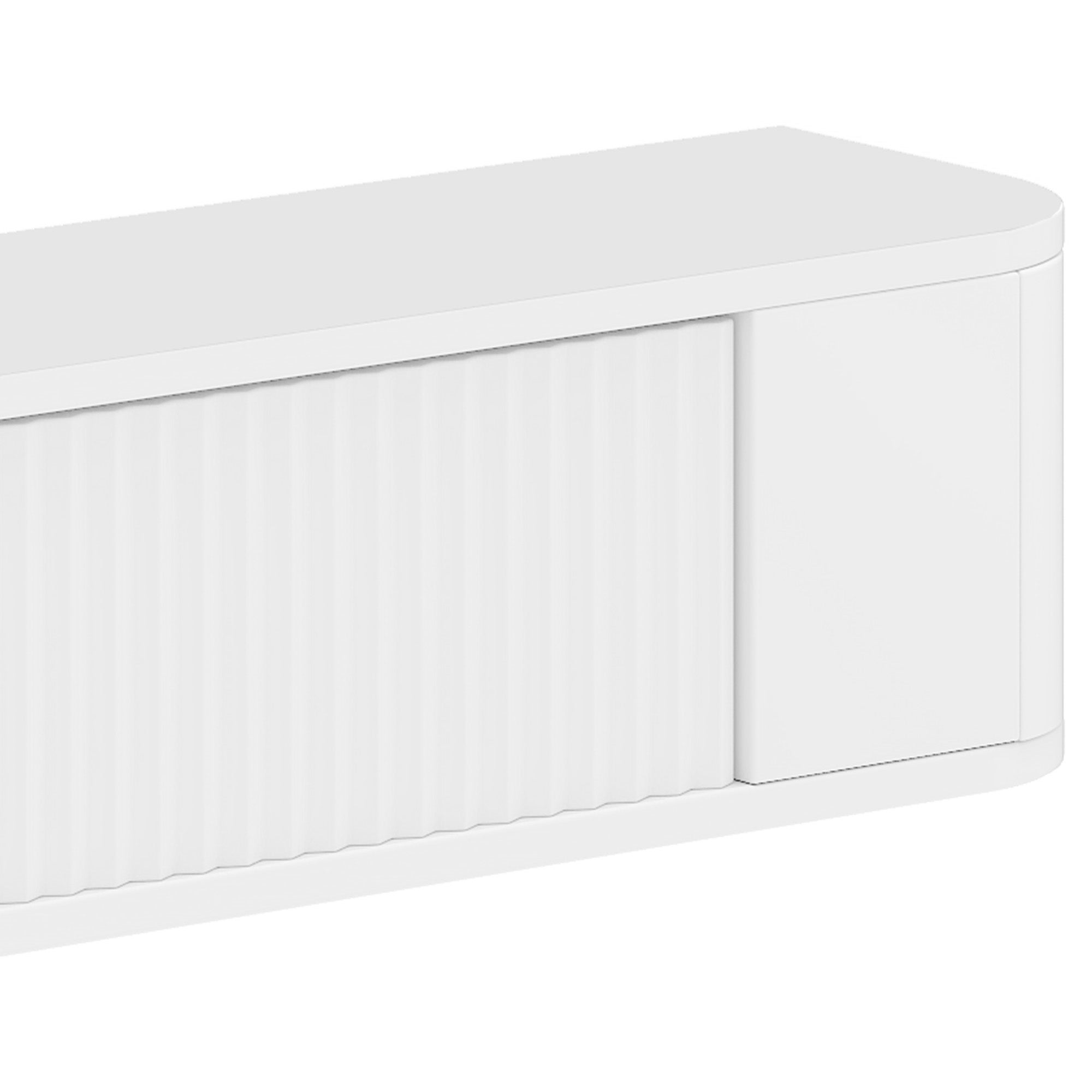 YITAHOME Meuble TV flottant 140 cm, étagères murales pour TV avec éclairage LED RGB, 180L × 25P × 20H cm, blanc haute brillance - 9