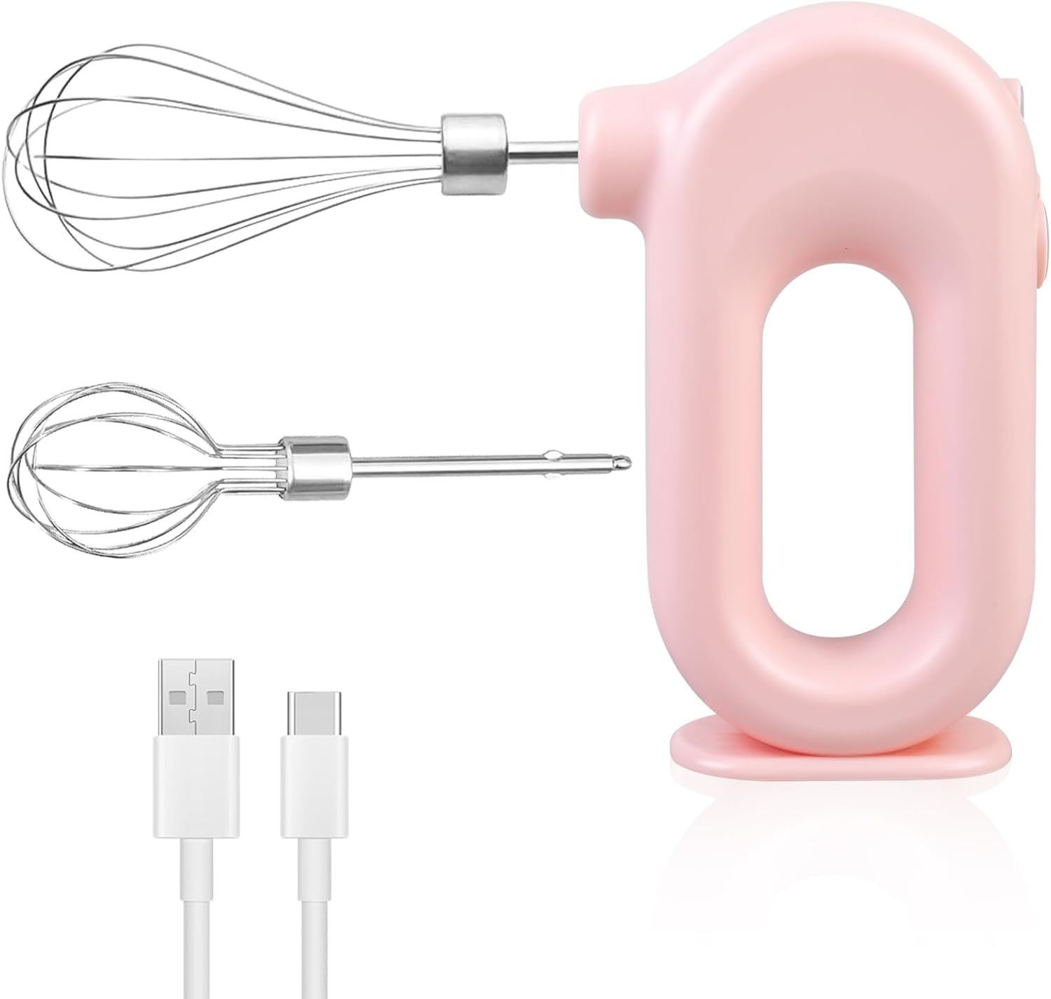 Batteur à Main électrique sans Fil Domestique, Batteur à Main Rechargeable par USB avec Batterie de 1200 MAh, 2 Fouets en Acier Inoxydable, Batteur à œufs Portable Léger