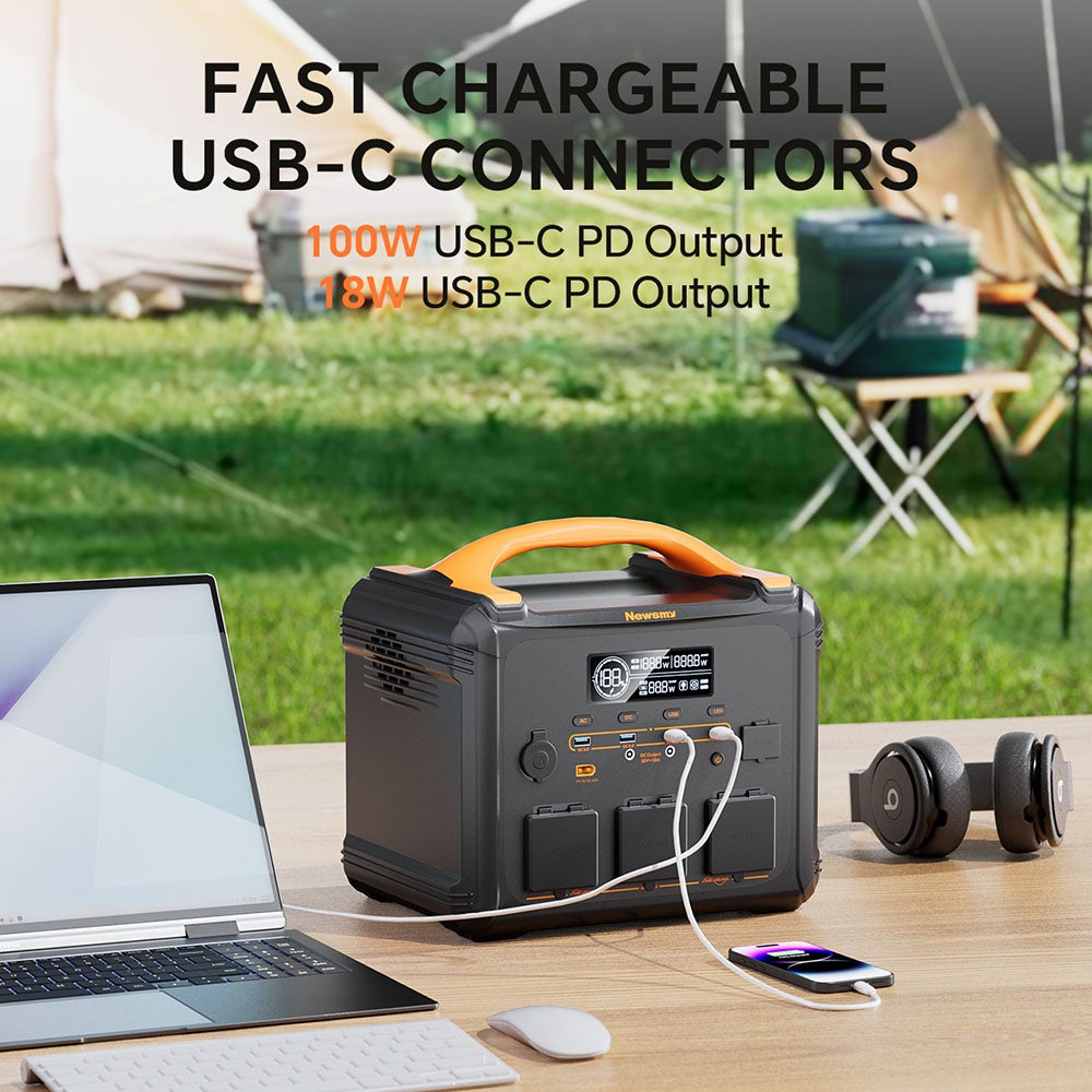Station d'alimentation portable NEWSMY S1210 2000W - puissance de crête de 3000 W, charge rapide CA de 1300 W, générateur solaire MPPT - 5
