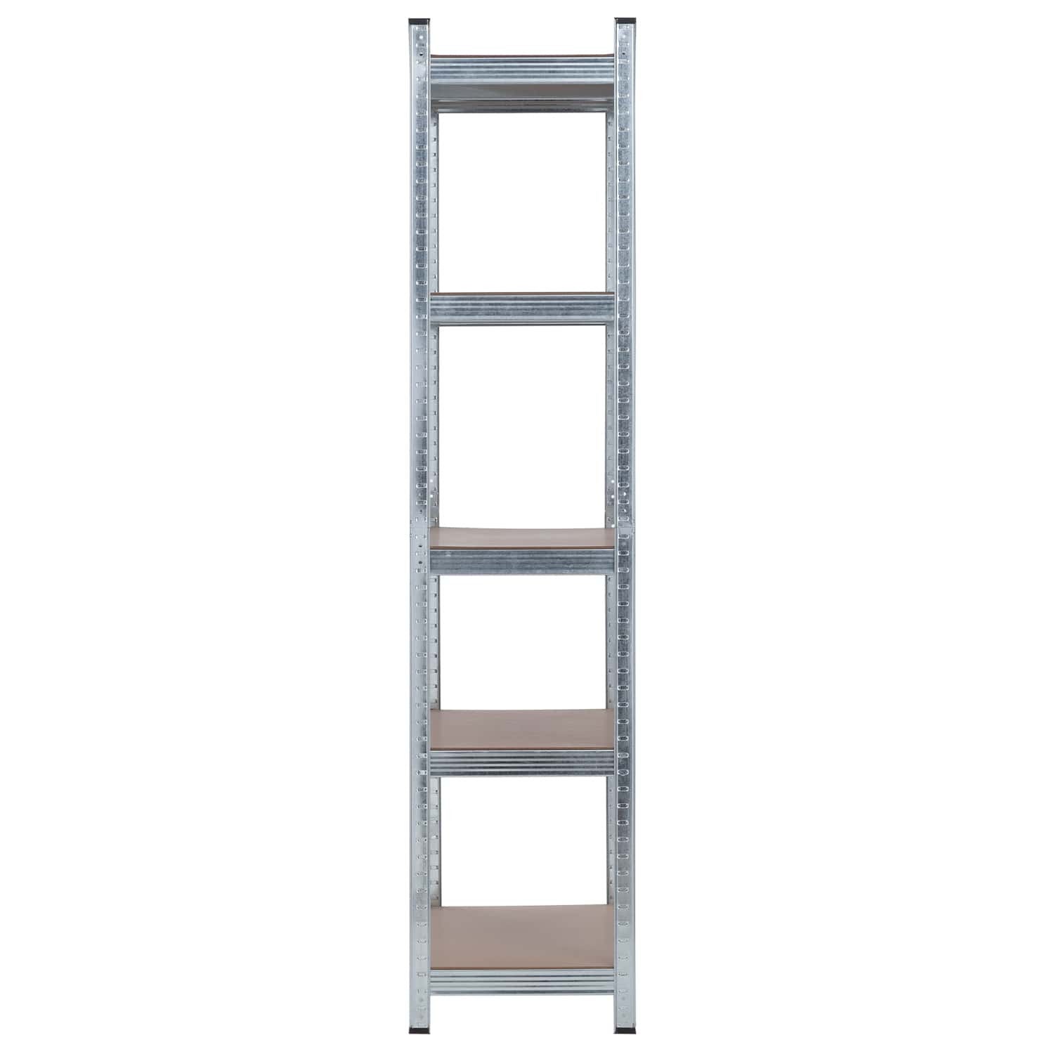 Pack 2 Prateleiras Modulares Galvanizadas com 5 Prateleiras Ajustáveis ​​​​180x90x40cm Prata 875Kg Thinia Home - 2