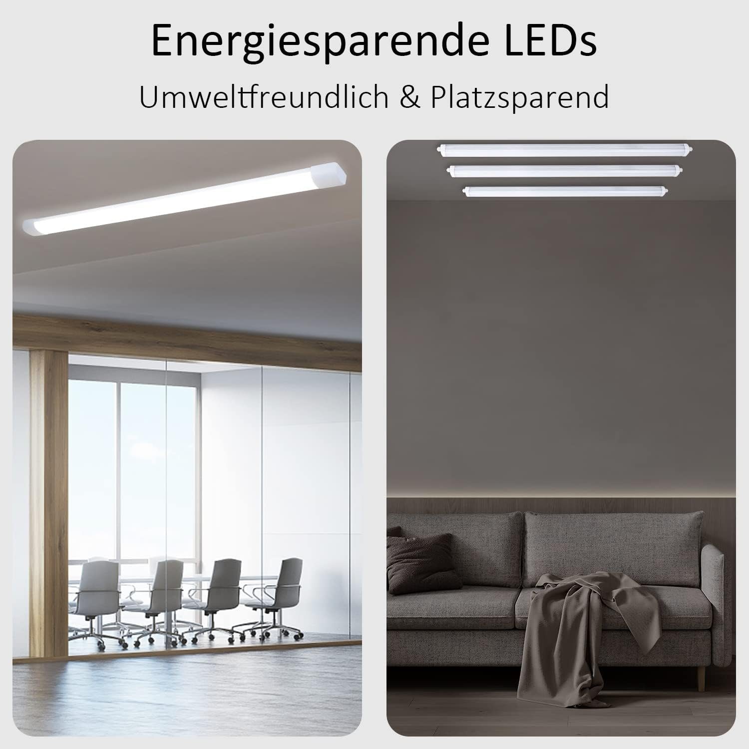 NETTLIFE Lámpara de techo LED 120 CM 36W Tubo de luz para habitación húmeda 4000K Lámpara de sótano Blanco neutro Ángulo de haz largo 180° - 5