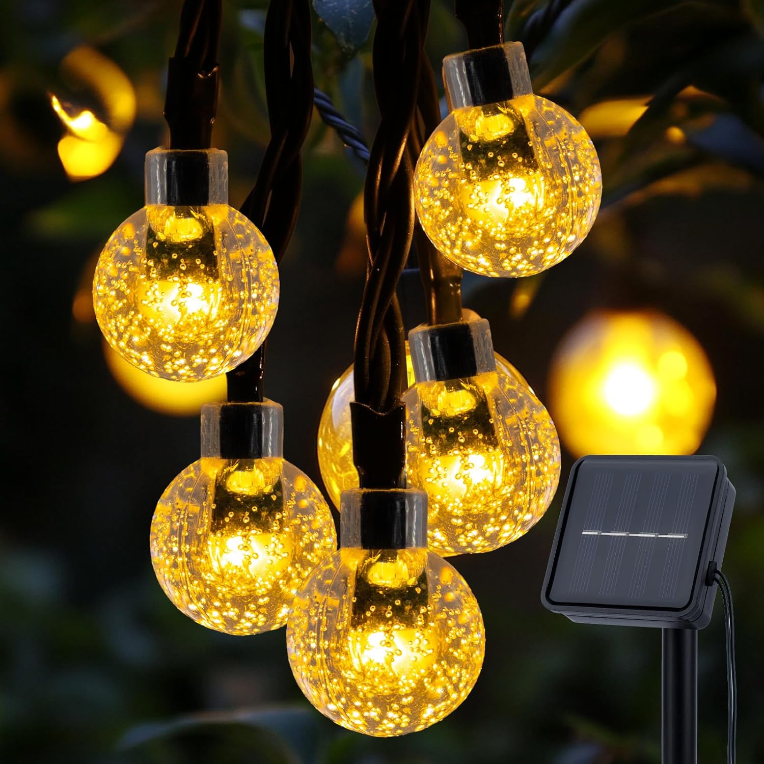 Zewnętrzna Lampka Solarna Girlanda, 12M 100LED Zewnętrzna Lampka Solarna, 8 Trybów IP65 Wodoodporna Lampka Solarna na Ogród, Wesele