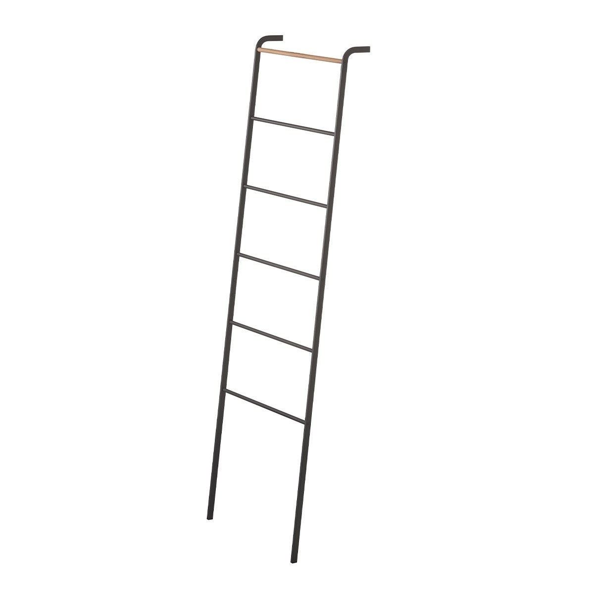Porte-serviettes Loft 6 Barreaux - Métal Noir Et Bambou FSC, 43x156cm, Style Industriel