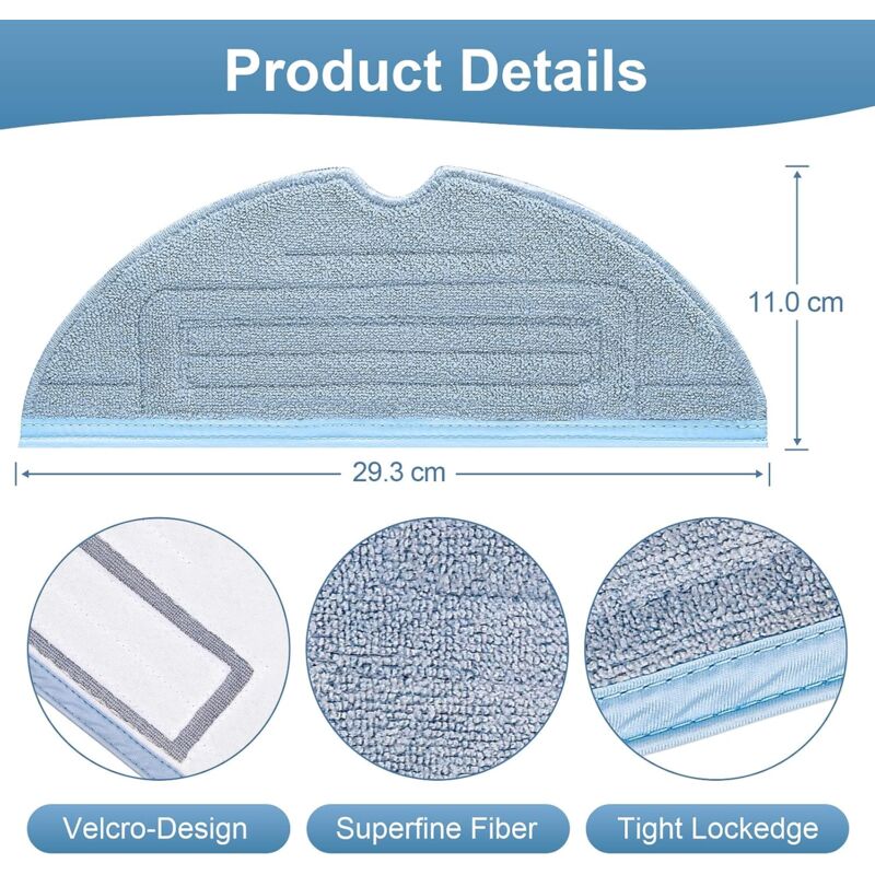 6pcs Serpillière pour Roborock S7 Pro Ultra S7 MaxV Ultra S7 Plus S7 Max Pièces de Rechange Accessoires pour Roborock S7 T7s T7s Plus Robot Aspirateur - 4