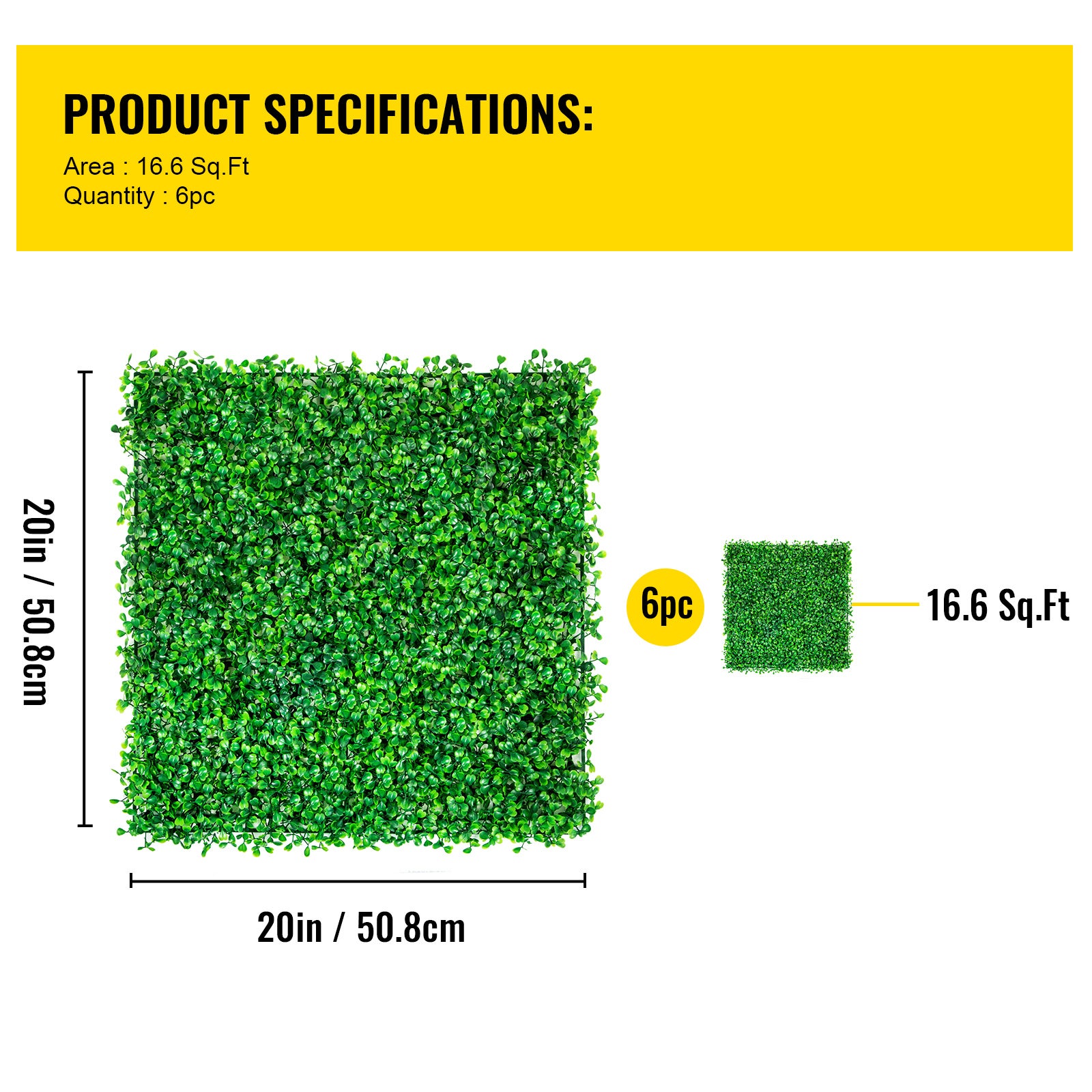 Panneau de buis artificiel UV,SucceBuy 6 panneaux muraux de haie 20