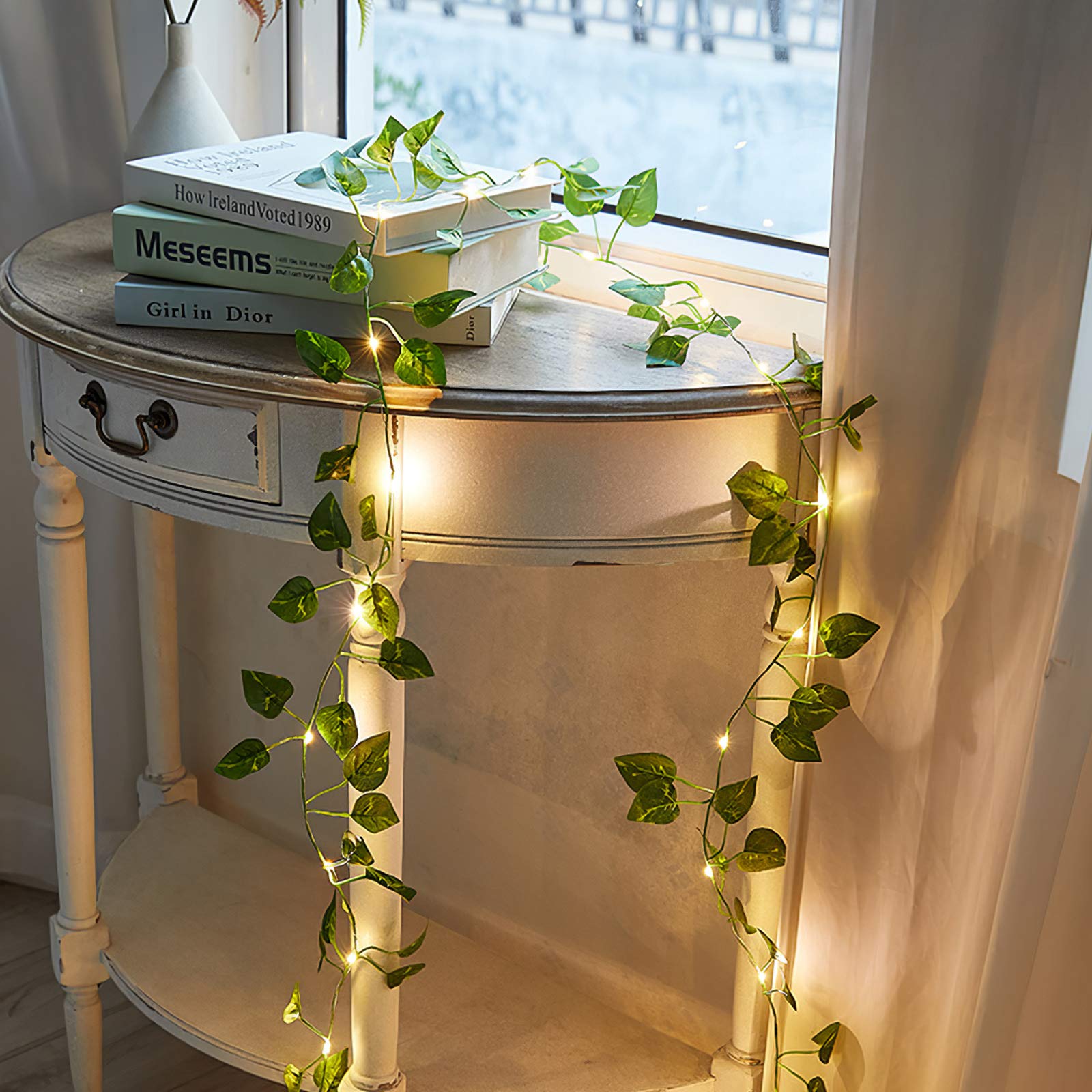 Guirlande Lumineuse Solaire Extérieure,10M 100 LEDs Lierre Artificiel avec 8 Modes,IP65 Étanche Lumiere pour Jardin Terrasse Balcon Noël - 7