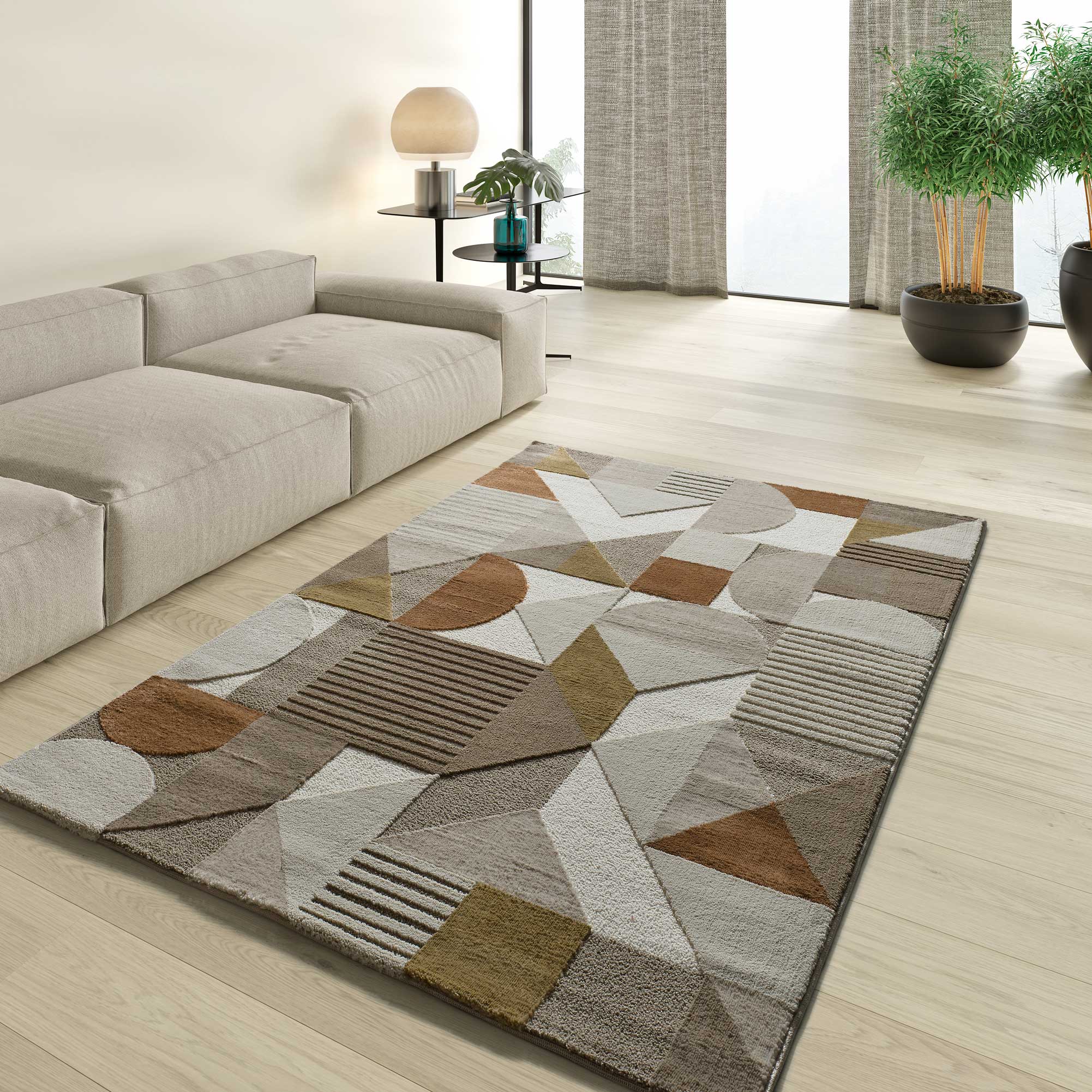 Prostokątny wielokolorowy dywan do wnętrz 140 x 200 cm MELFI geometryczny - ATTICGO