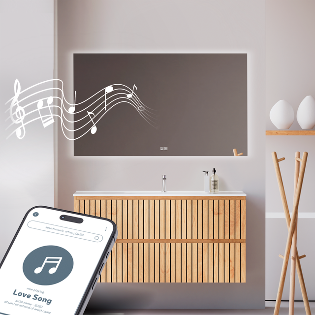 Feel Your Bath Miroir Rectangulaire LED 120x70 cm avec Bluetooth, Antibuée, Interrupteur Tactile, Arrêt Automatique et Installation Facile