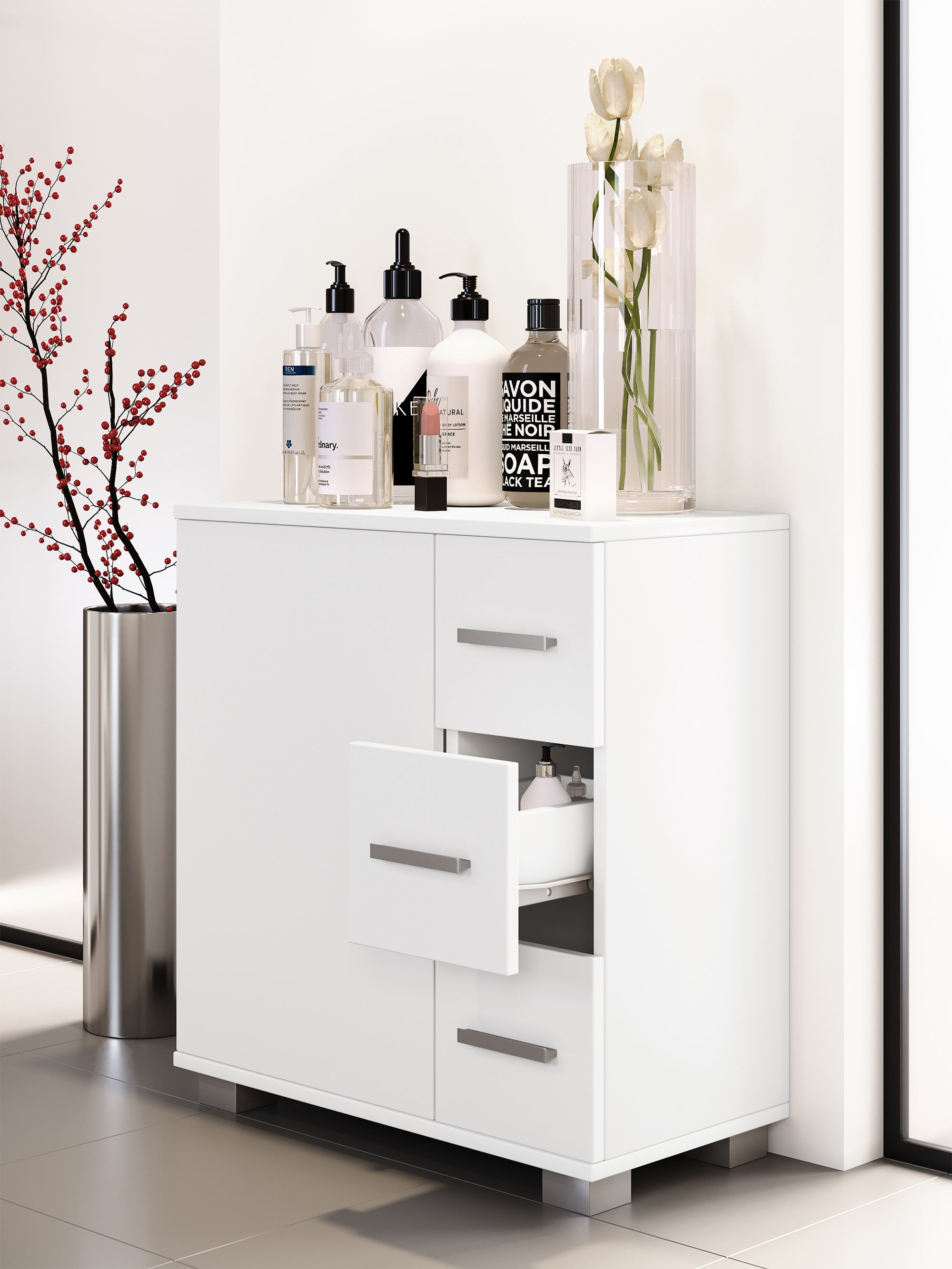VCM Armoire de salle de bain Zalo Blanc H. 65 x B. 60 x T. 30 cm - 6