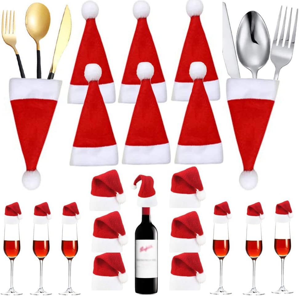 50 mini bonnets de Père Noël, sacs de rangement décoratifs pour la ...