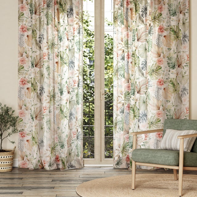 Zasłona taśma marszczona Nuanea bawełna INSPIRE kwiat wielokolorowy 300x270cm