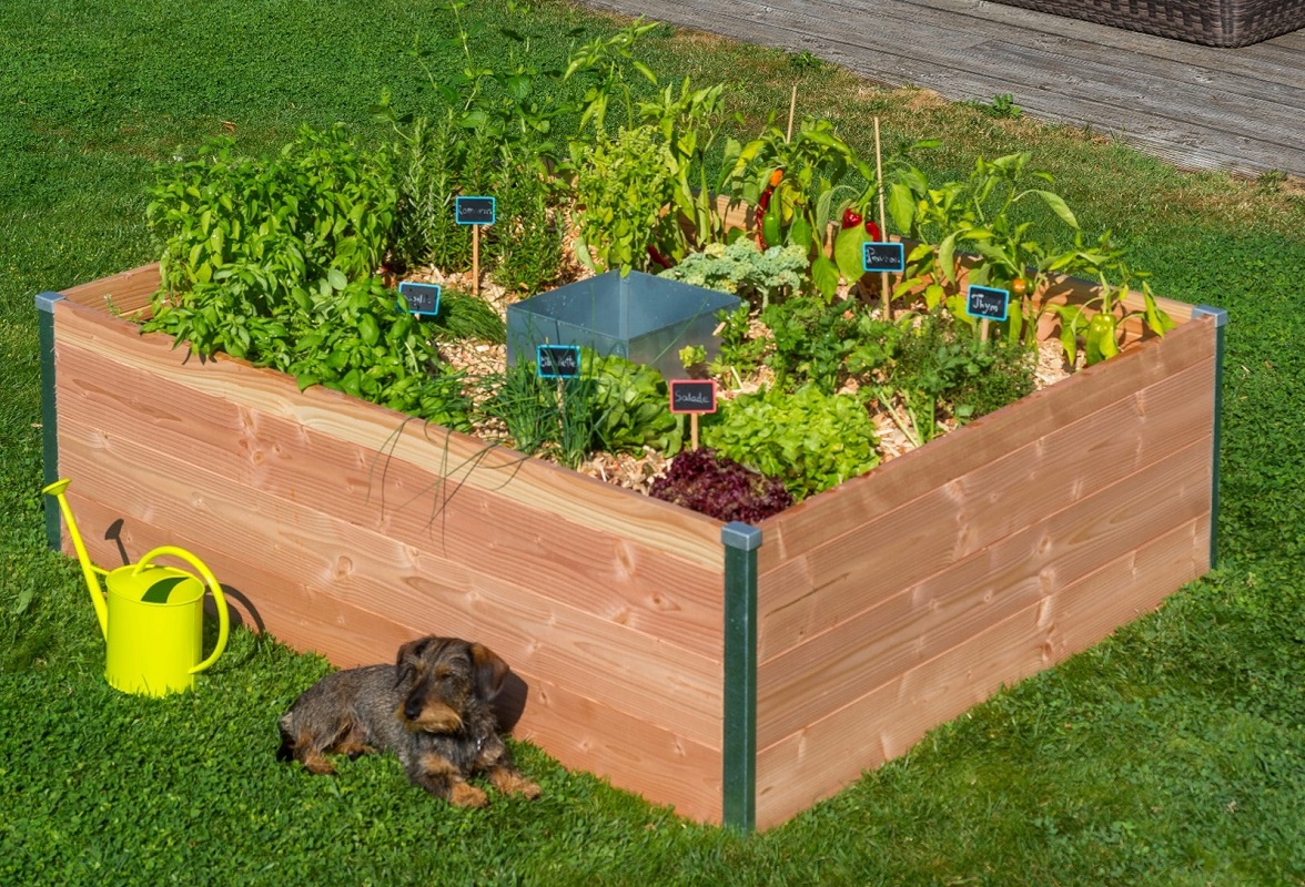 Carré potager autonome en bois Douglas KEYHOLE GARDEN L170 x l120 x H40 - Composteur intégré - Epaisseur 22mm - mon PETIT POTAGER - 2